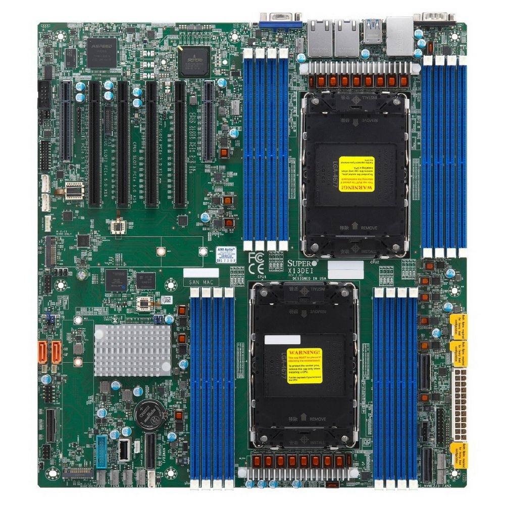 Материнская плата Supermicro MBD-X13DEI-B 2xLGA-4677, Intel Xeon SP gen 4, Intel C741, 16x DDR5 4800