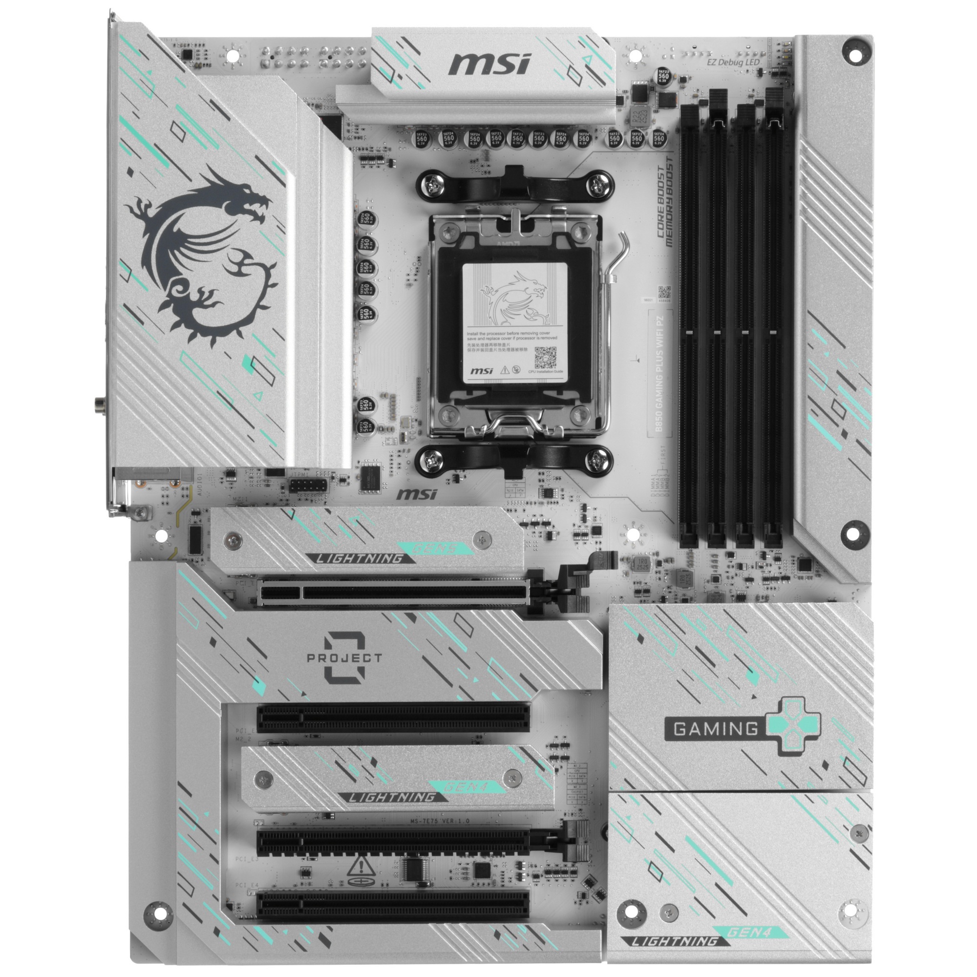 Материнская плата MSI B850 GAMING PLUS WIFI PZ B850, AM5, 4*DDR5, 4*PCIEx16, 3*M.2, 3*TypeC, 1*USB3.