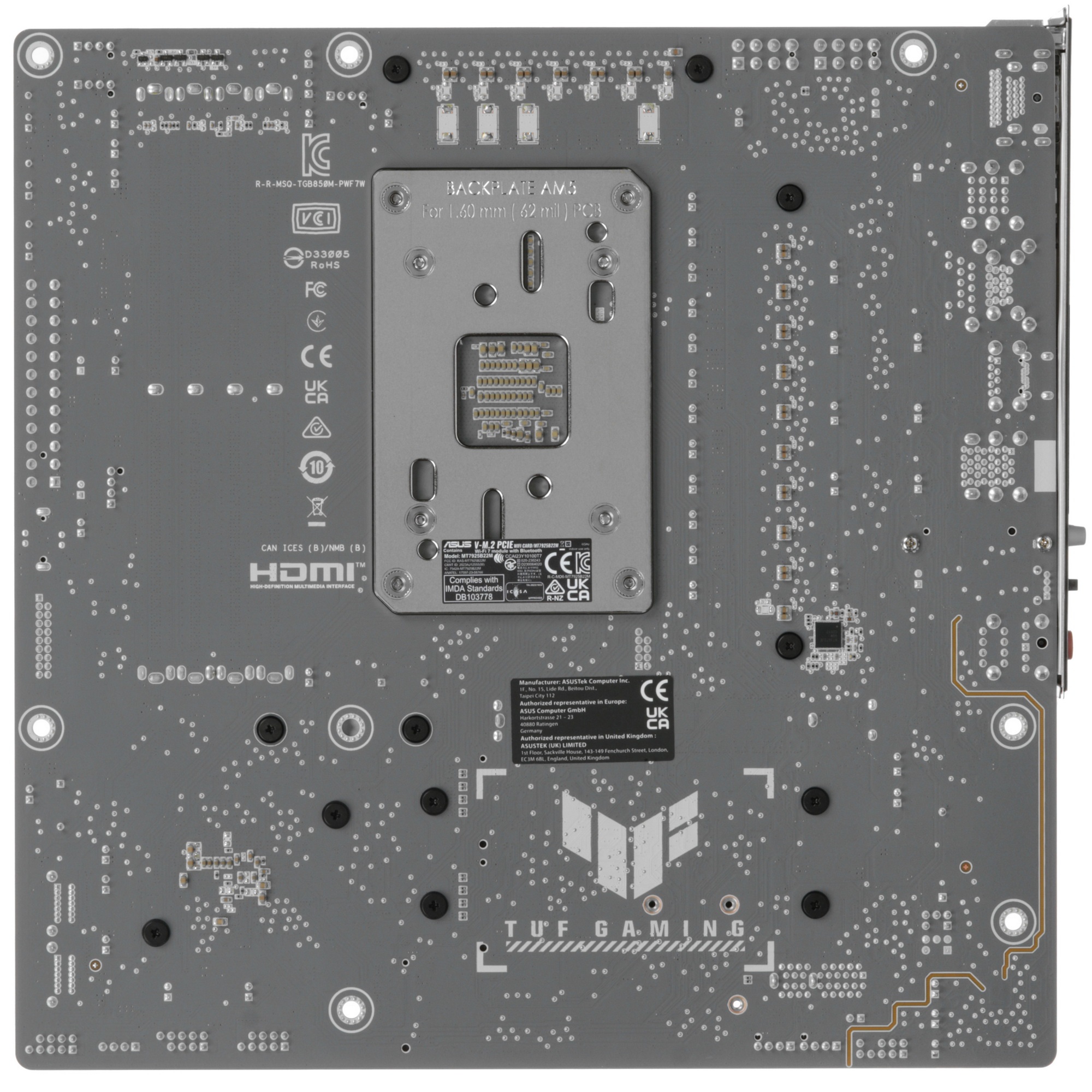 Материнская плата Asus TUF GAMING B850M-PLUS WIFI7 W SocketAM5 AMD B850 4xDDR5 mATX AC`97 8ch(7.1) 2