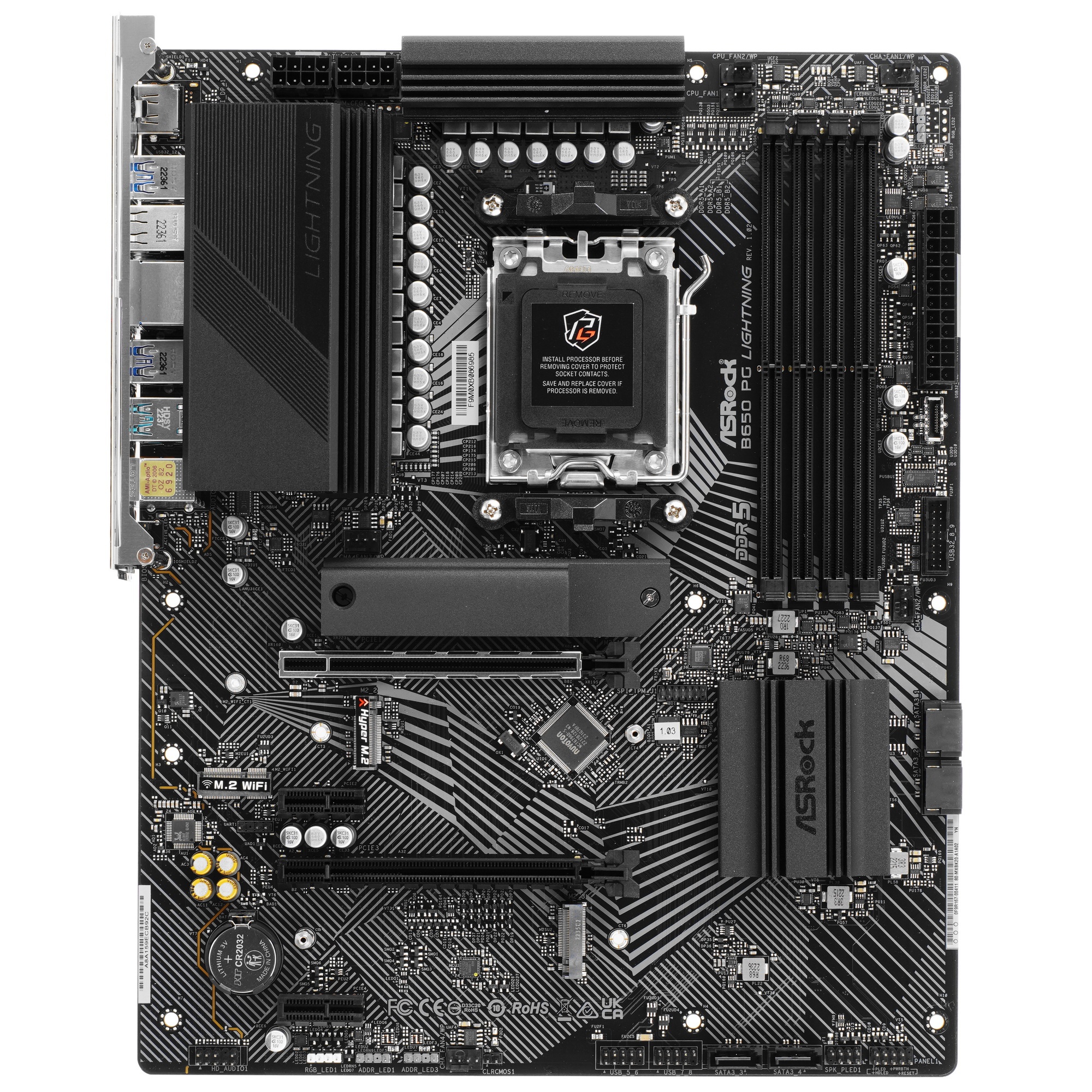 Материнская плата ASRock B650 PG Lightning, AM5, AMD B650, 4xDDR5, 4xSATA, 3xM.2, 1xPCI-E 4.0 x16, 1