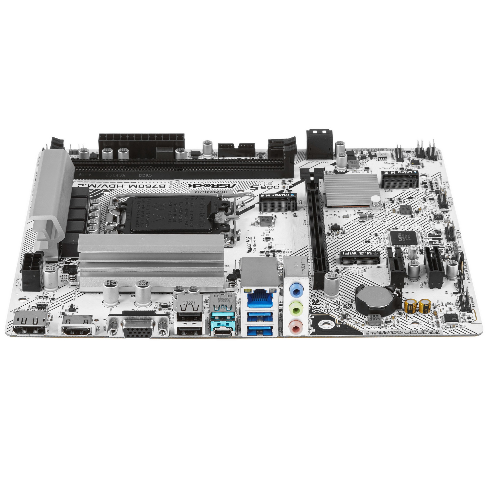 Материнская плата ASRock B760M-HDV/M.2, LGA 1700, Intel B760, 2xDDR5, 4xSATA, 2xM.2, 1xPCI-E 4.0 x16