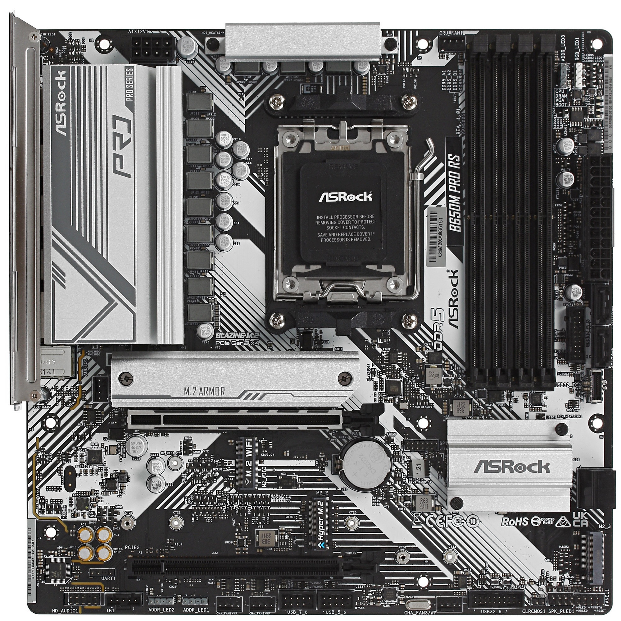 Материнская плата ASRock B650M PRO RS, Socket AM5, AMD B650, 4xDDR5-5200, HDMI+DP, 2xPCI-Ex16, 4xSAT