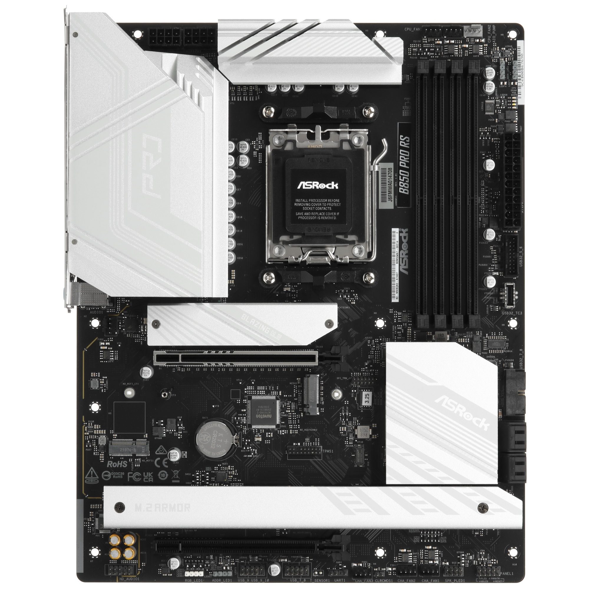Материнская плата ASROCK B850 PRO RS , AM5, B850, 4*DDR5, 4*SATA, 4*M.2, 6*USB 2.0, 4*USB 3.2, 2*Typ