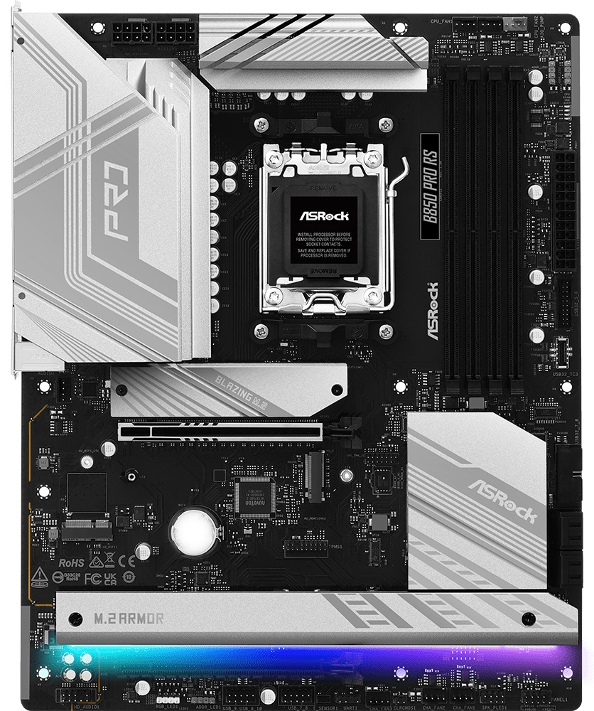 Материнская плата ASROCK B850 PRO RS , AM5, B850, 4*DDR5, 4*SATA, 4*M.2, 6*USB 2.0, 4*USB 3.2, 2*Typ