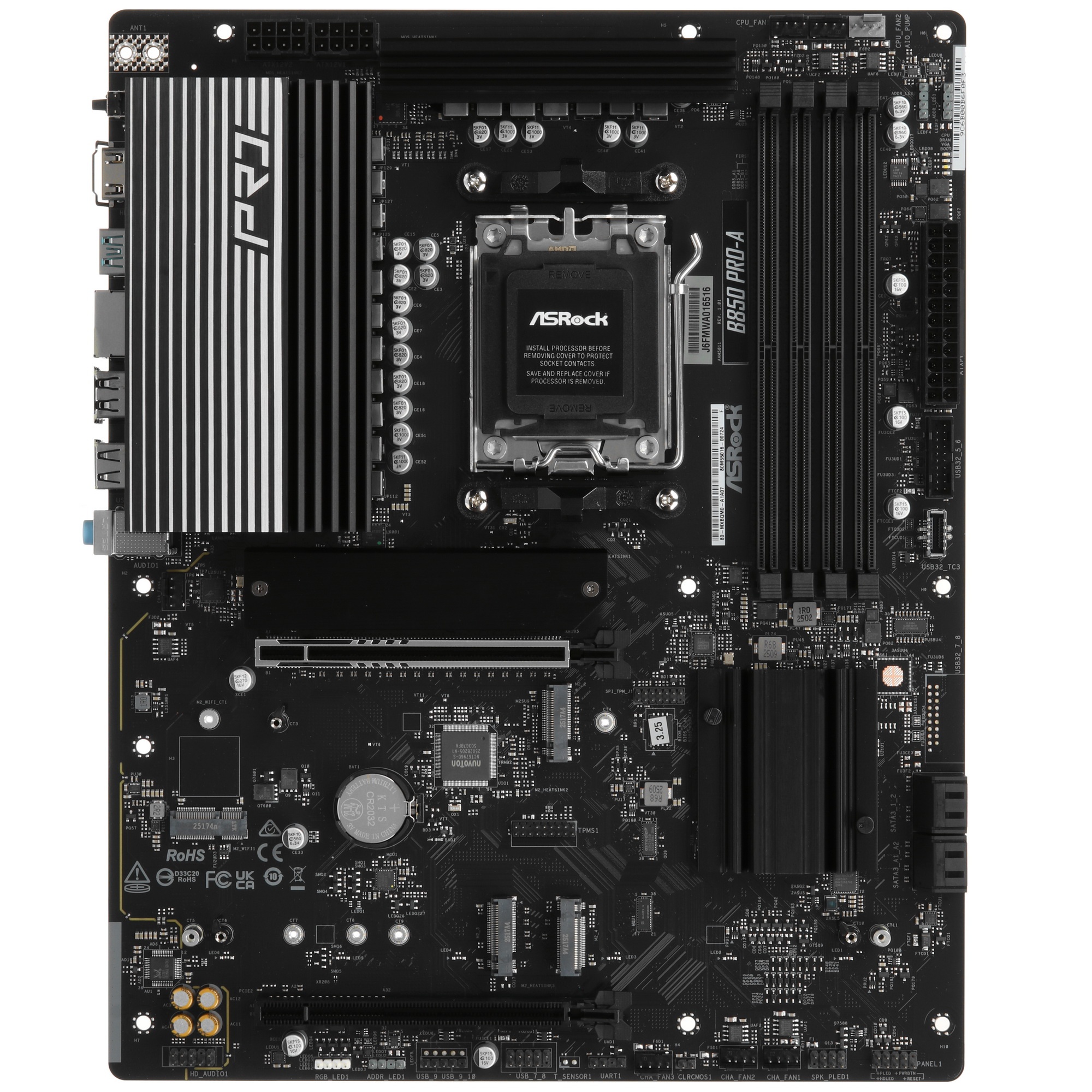 Материнская плата ASROCK B850 PRO-A, AM5, B850, 4*DDR5, 4*SATA, 4*M.2, 6*USB 2.0, 4*USB 3.2, 2*Type-