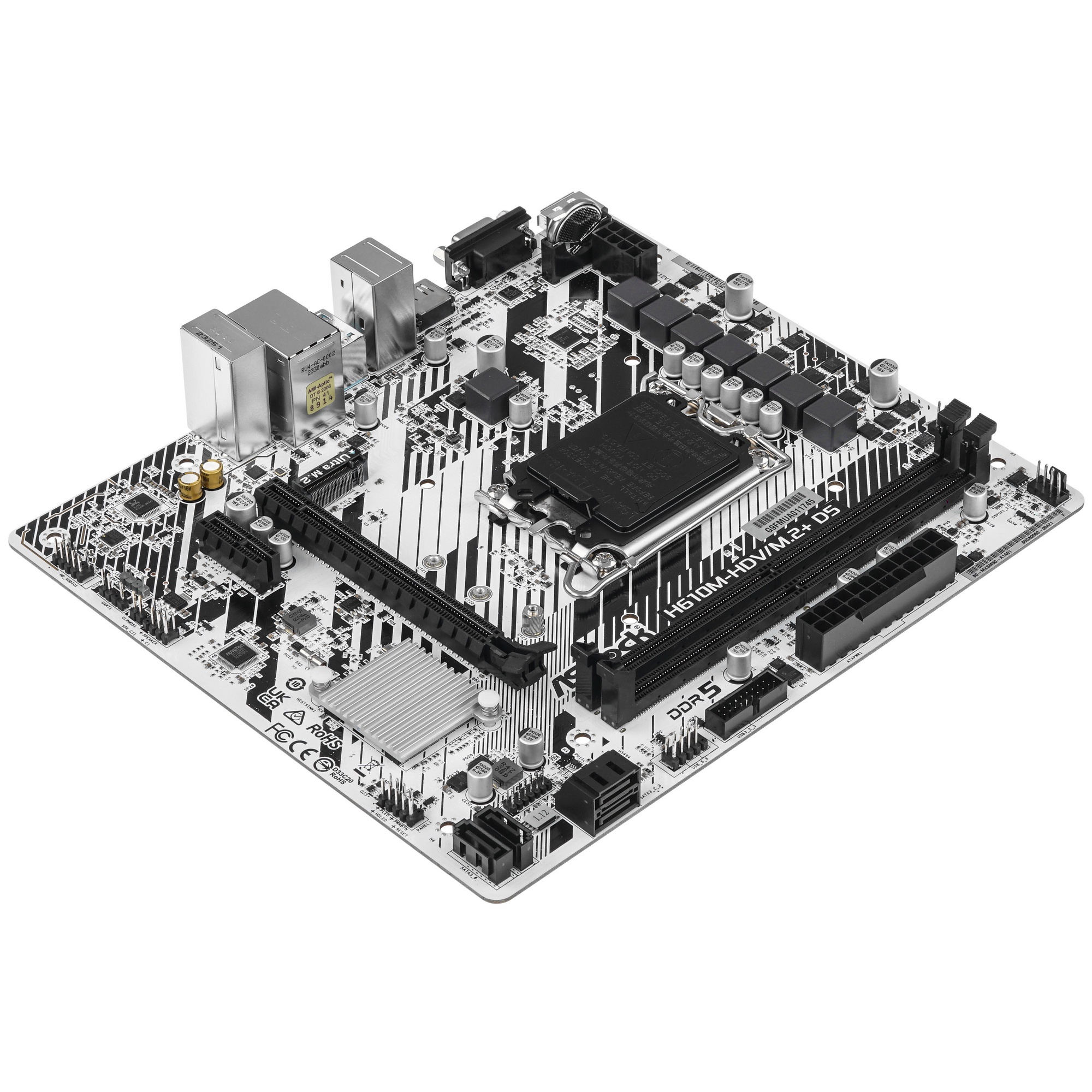 Материнская плата ASRock H610M-HDV/M.2+ D5, LGA 1700, Intel H610, 2xDDR5, 4xSATA, 1xM.2, 1xPCI-E 4.0