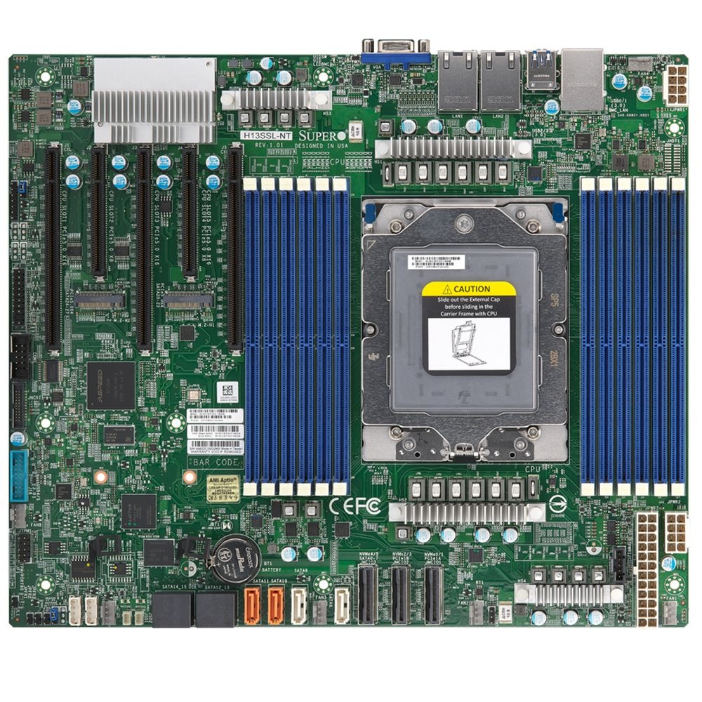 Материнская плата MB Supermicro  H13SSL-NT, ATX,  1xSP5 9004 EPYC