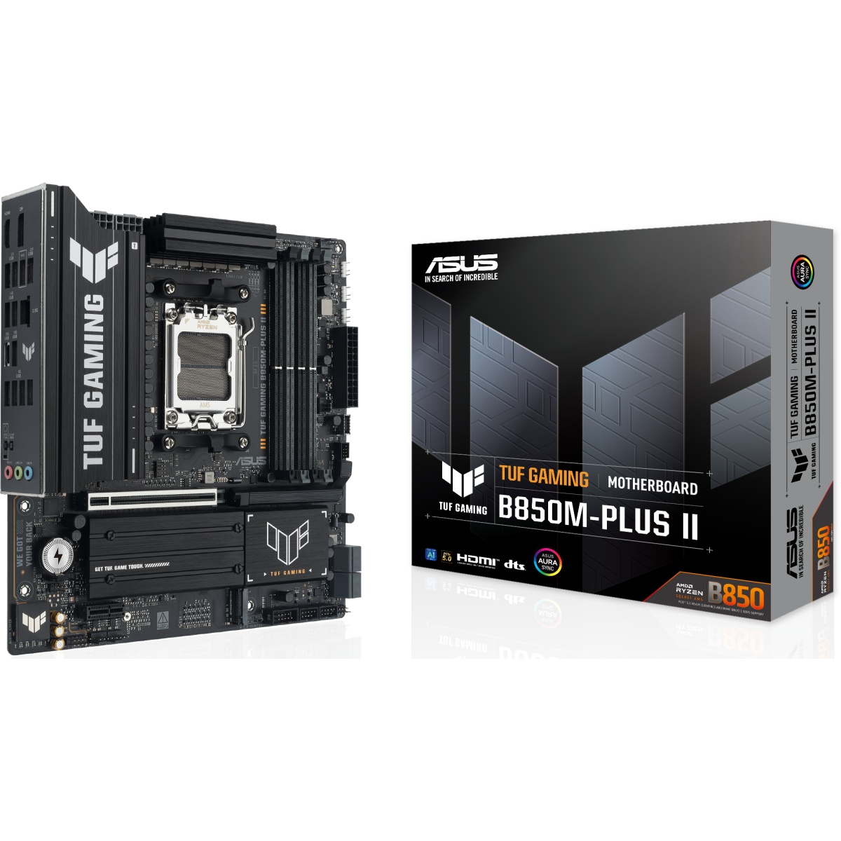 Материнская плата ASUS TUF GAMING B850M-PLUS II AM5 mATX 4хDDR5 PCIEx16 PCIEx1 USB-C DP HDMI 3xM.2 2