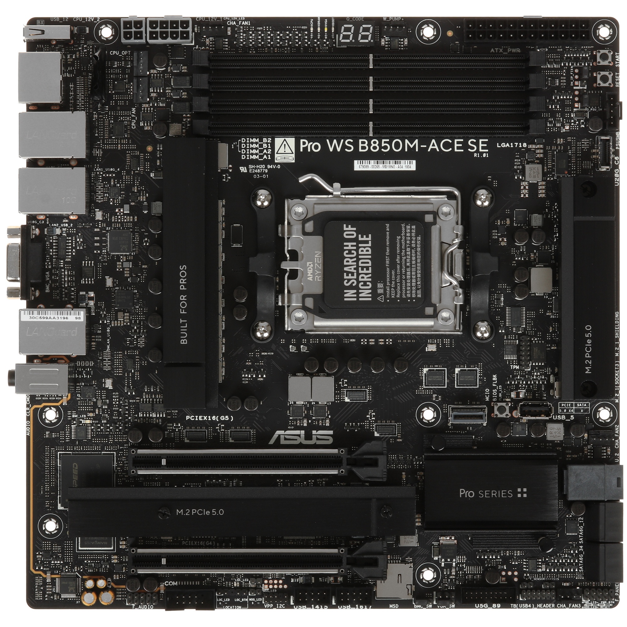 Материнская плата ASUS PRO WS B850M-ACE SE AM5 ATX 4xDDR5 2xPCIEx16 2xM.2 2хUSB-C DP HDMI VGA 10GLAN