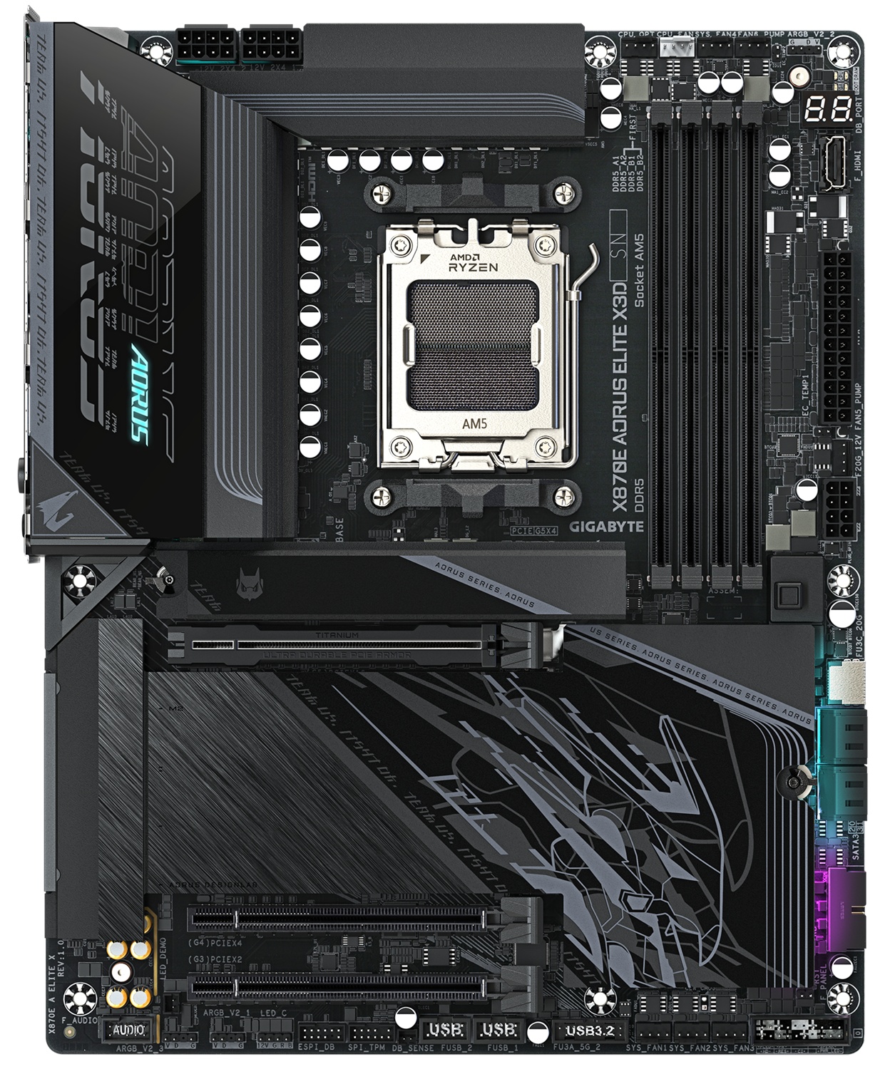 Материнская плата Gigabyte X870E AORUS ELITE X3D Socket AM5 AMD X870E 4xDDR5 ATX AC`97 8ch(7.1) 5Gig