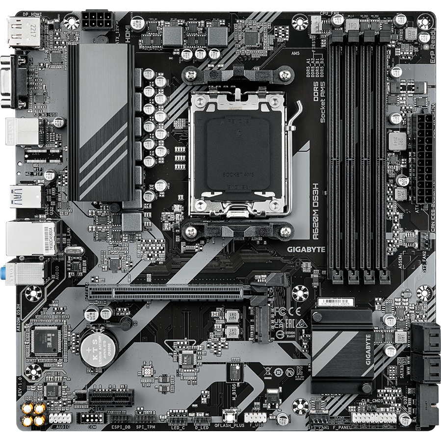 Материнская плата Gigabyte OEM A620M DS3H, Socket AM5, AMD A620, 4xDDR5-5200, D-SUB+HDMI+DP, 1xPCI-E