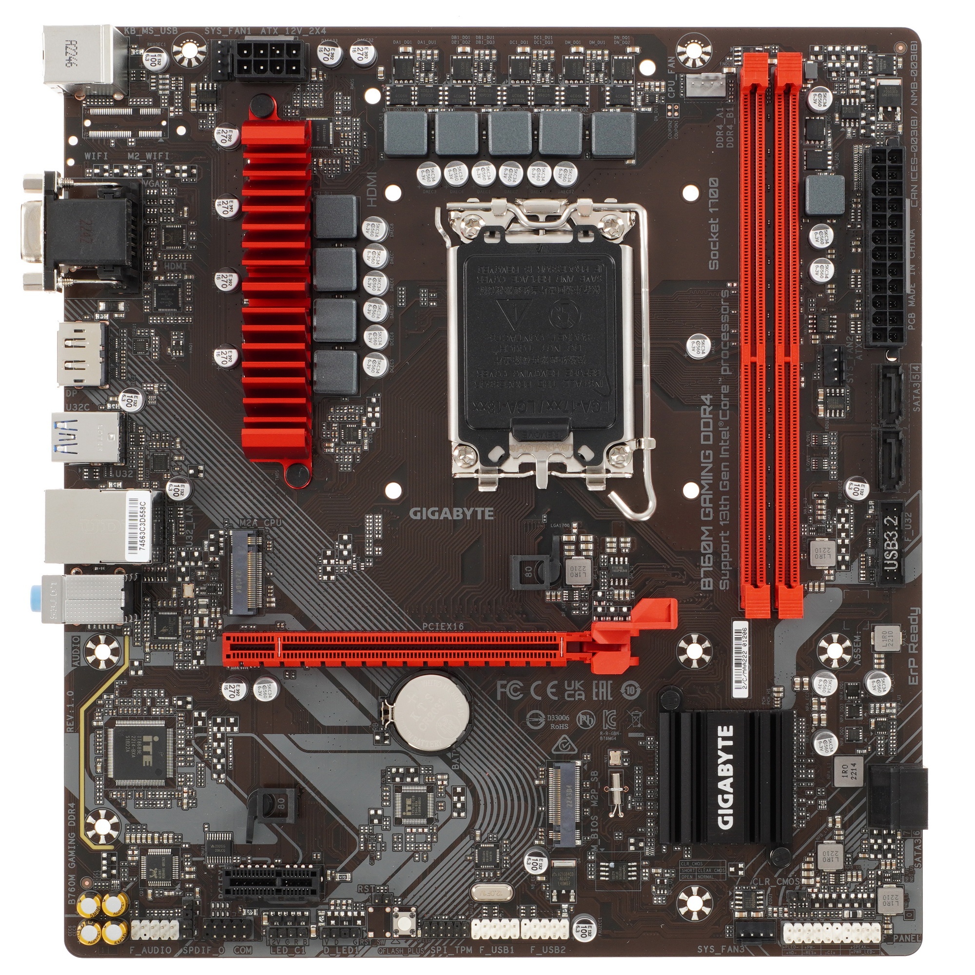 Материнская плата Gigabyte B760M GAMING DDR4, LGA 1700, Intel B760, 2xDDR4, 4xSATA, 2xM.2, 1xPCIe 4.