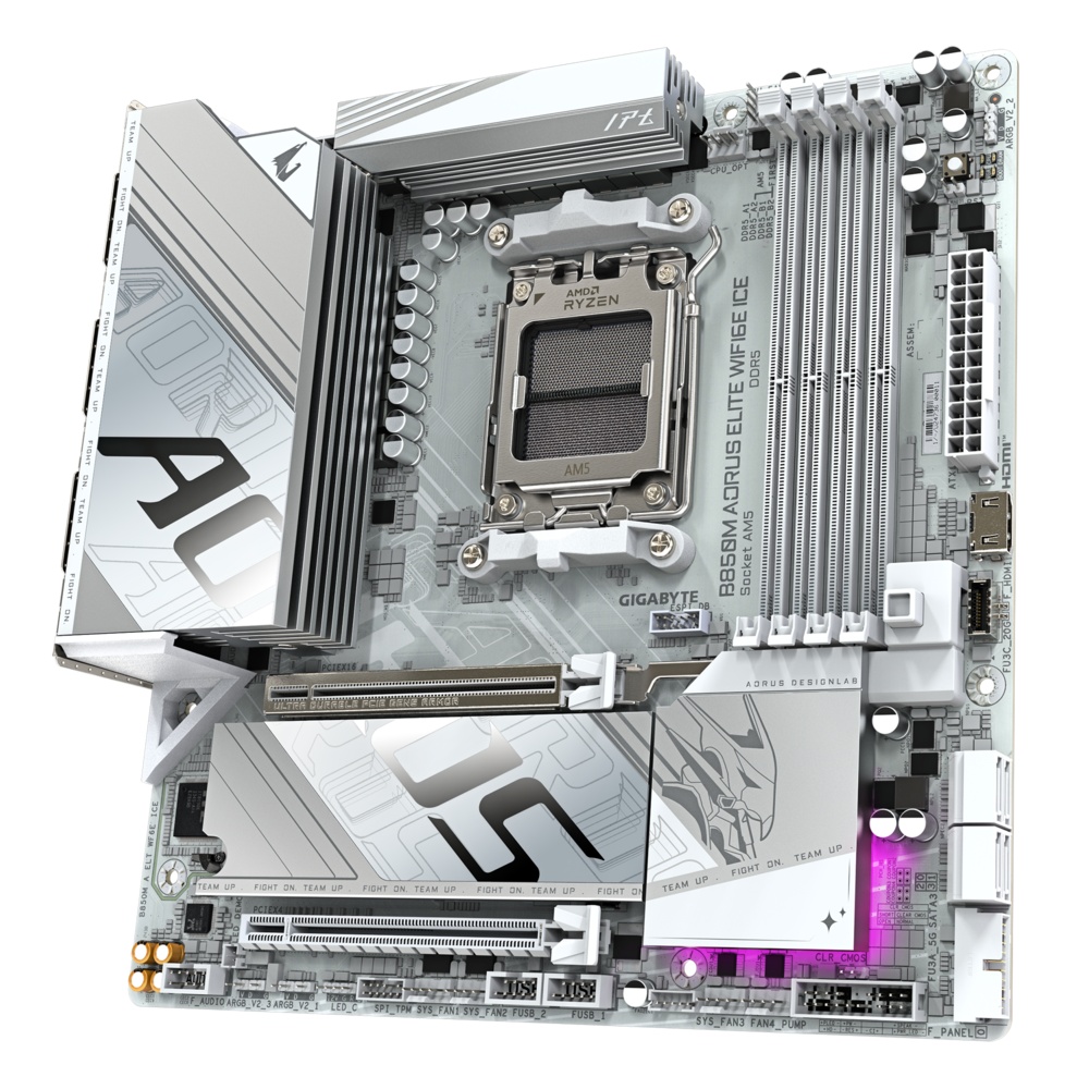 Материнская плата Gigabyte B850M A ELT WF6E ICE SocketAM5 AMD B850 4xDDR5 mATX AC`97 8ch(7.1) 2.5Gg