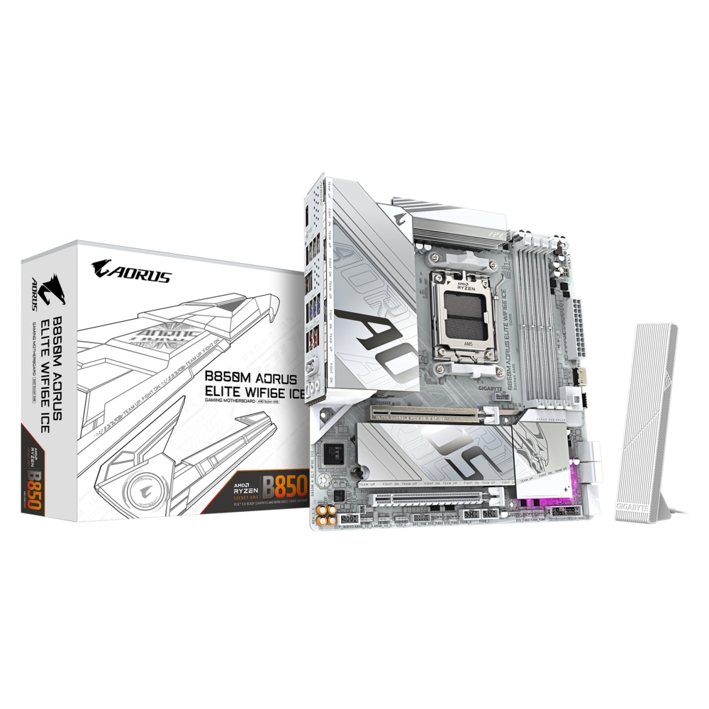 Материнская плата Gigabyte B850M A ELT WF6E ICE SocketAM5 AMD B850 4xDDR5 mATX AC`97 8ch(7.1) 2.5Gg