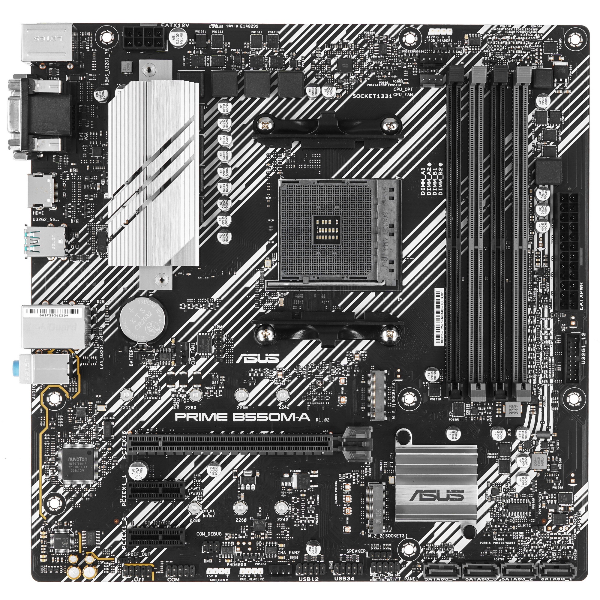 Материнская плата ASUS PRIME B550M-A, AM4, AMD B550, 4xDDR4, 4xSATA, 2xM.2, 1xPCIe 4.0 x16, 2xPCIe x