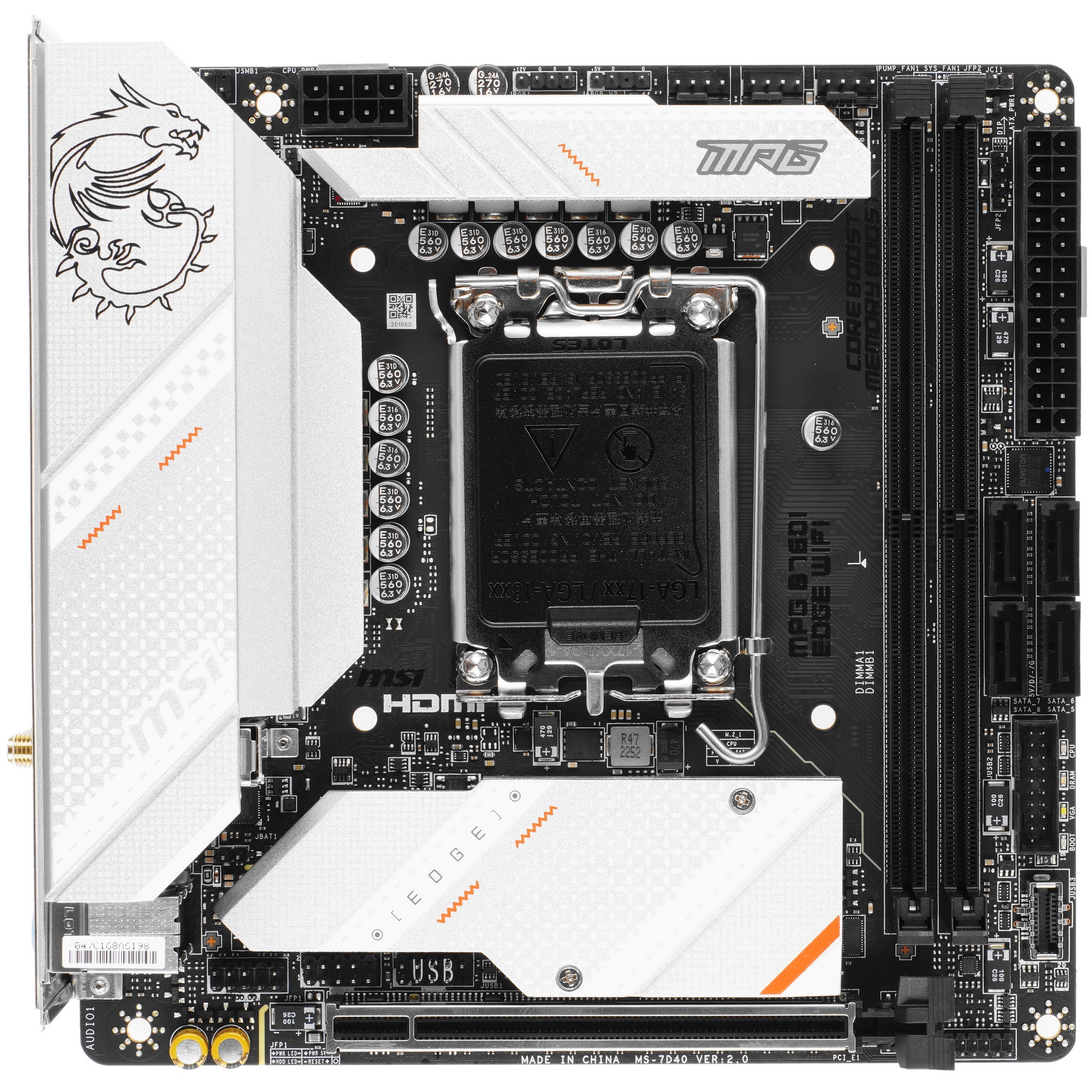 Материнская плата MSI MPG B760I EDGE WIFI, LGA 1700, Intel B760, 2xDDR5, 4xSATA, 2xM.2, 1xPCIe 5.0 x