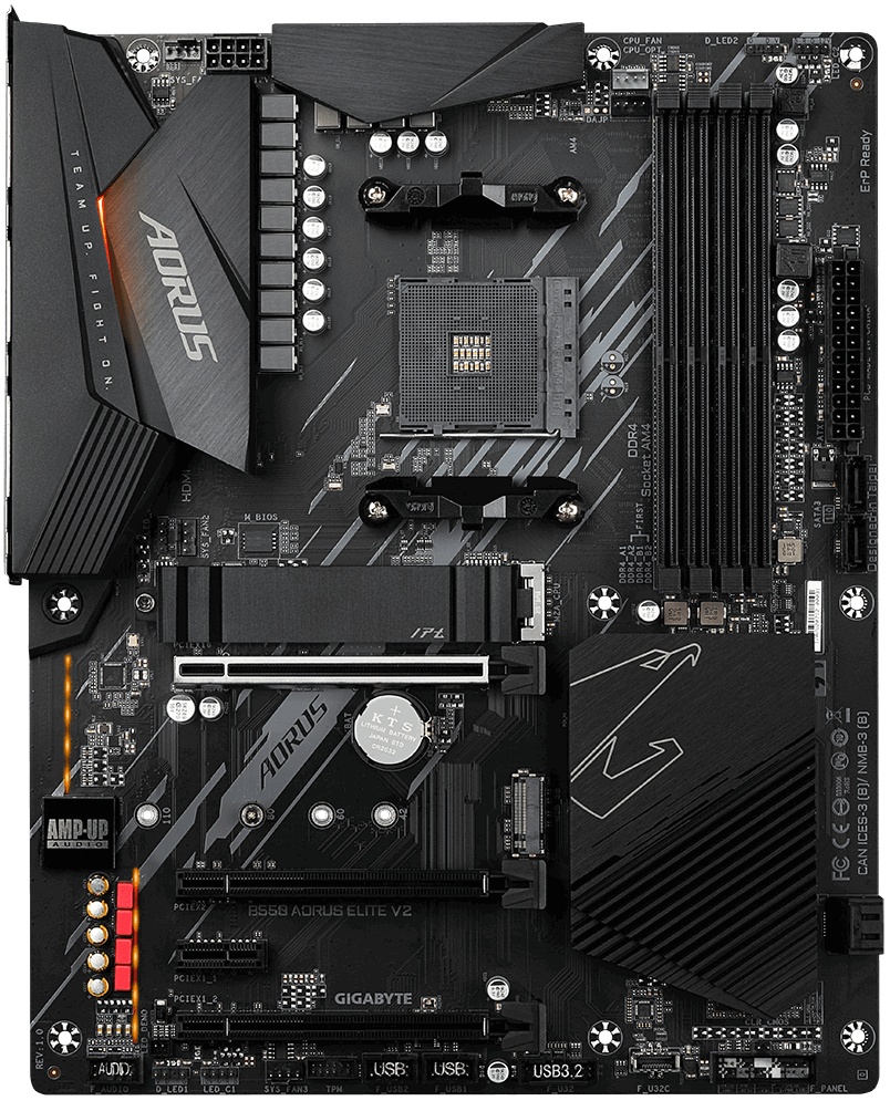 Материнская плата Gigabyte B550 AORUS ELITE V2 Soc-AM4 AMD B550 4xDDR4 ATX AC`97 8ch(7.1) 2.5Gg RAID