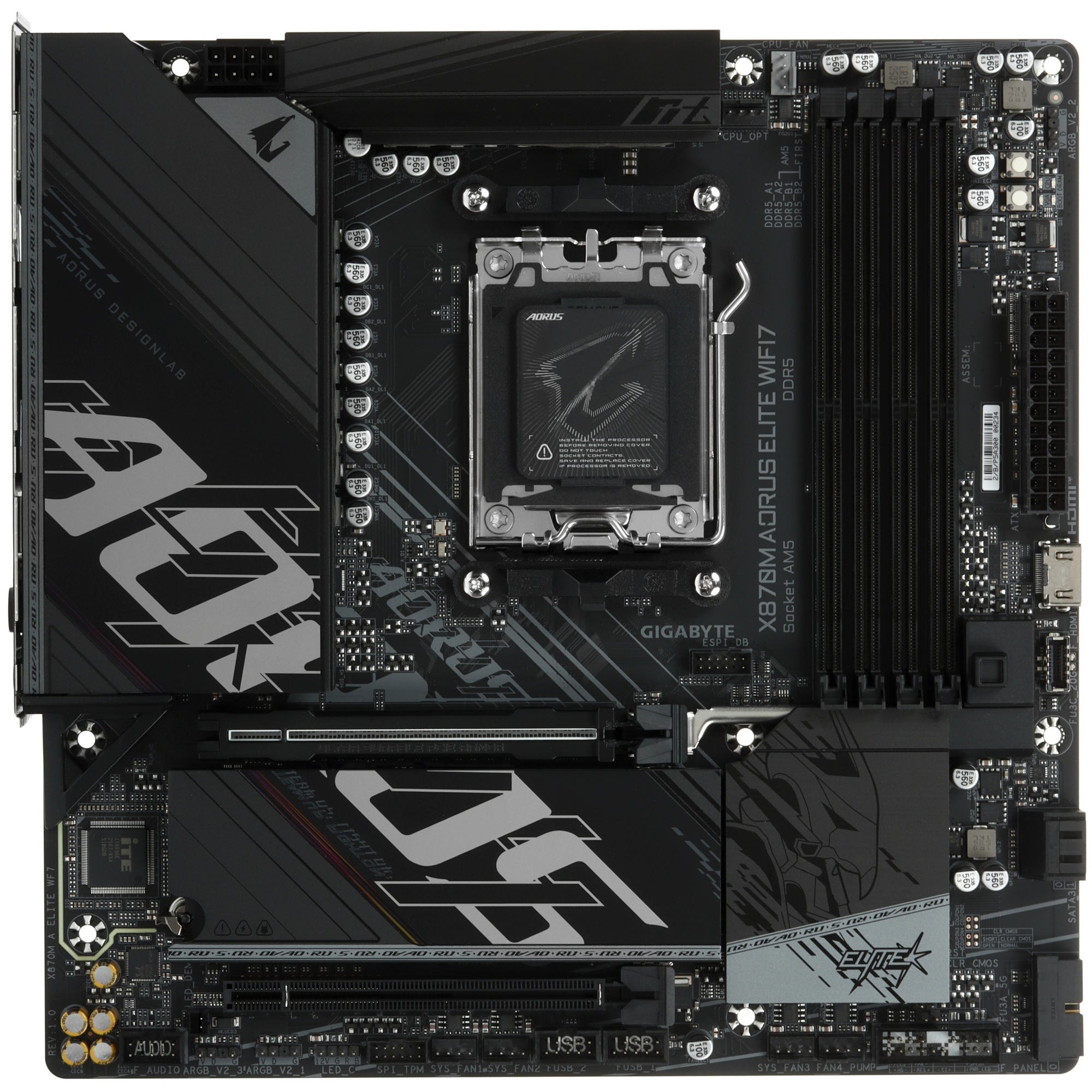 Материнская плата Gigabyte X870M AORUS ELITE WIFI7, AM5, AMD X870, 4xDDR5, 4xSATA, 4xM.2, 1xPCIe 5.0
