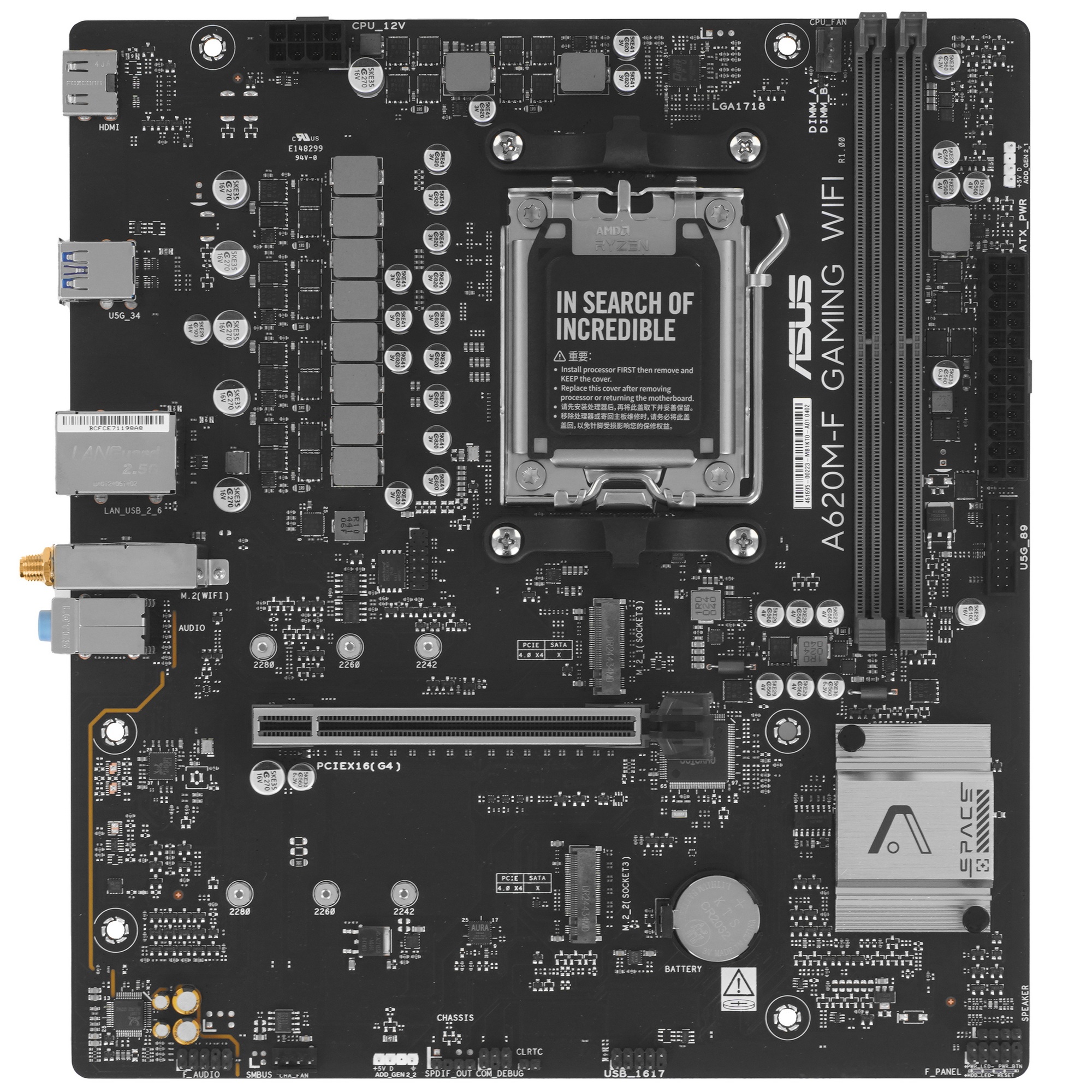 Материнская плата ASUS A620M-F GAMING WIFI (AM5/A620/2xDDR5/mATX/RAID/HDMI/2xUSB 2.0/2xUSB 3.1) (A62