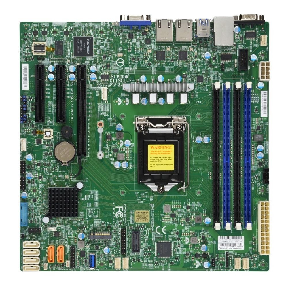Материнская плата Supermicro MBD-X11SCL-F-B, LGA 1151, Intel C242, 4xDDR4, 6xSATA, 1xM.2, 1xPCI-E 3.