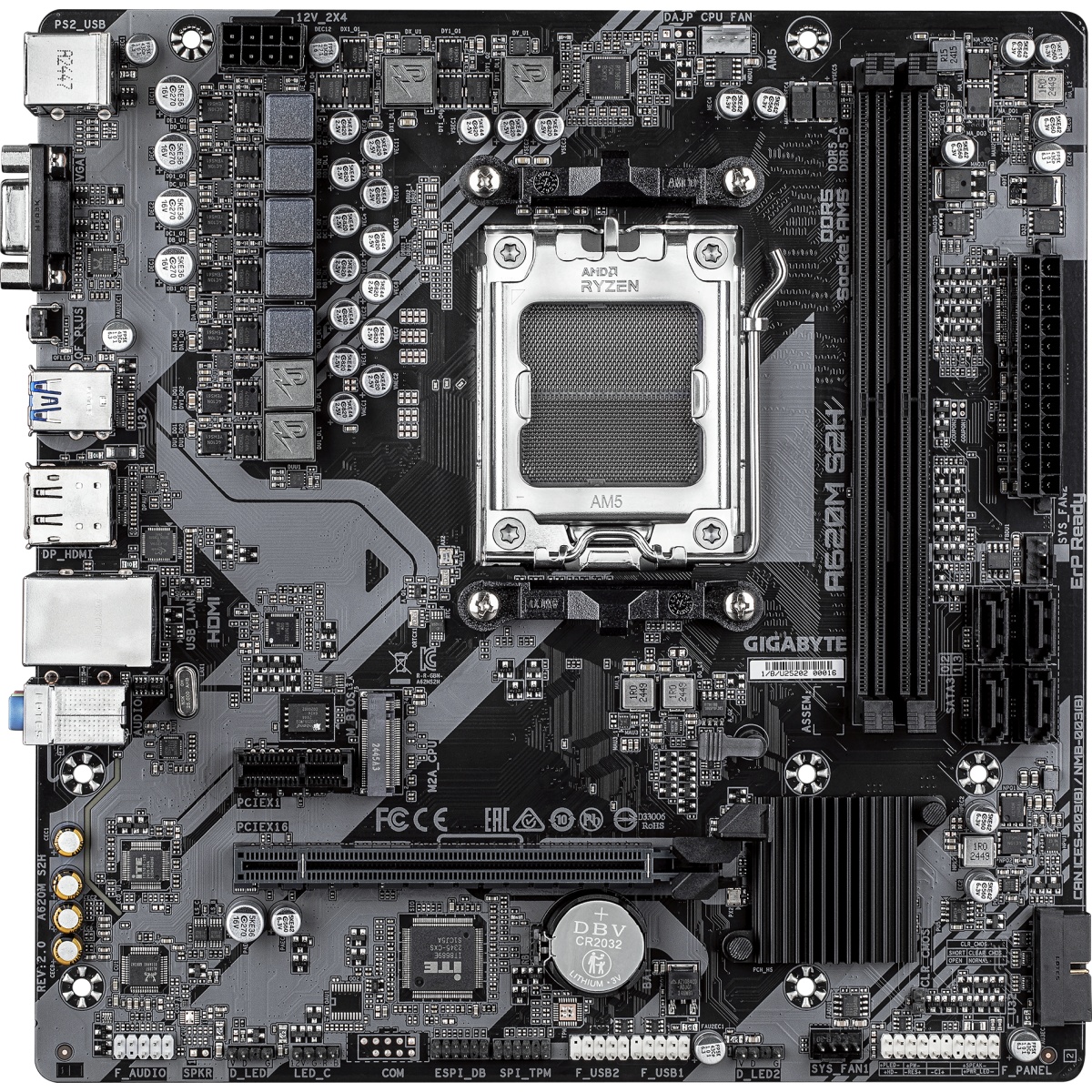 Материнская плата Gigabyte A620M S2H 2.0 AMD A620 SAM5 MATX