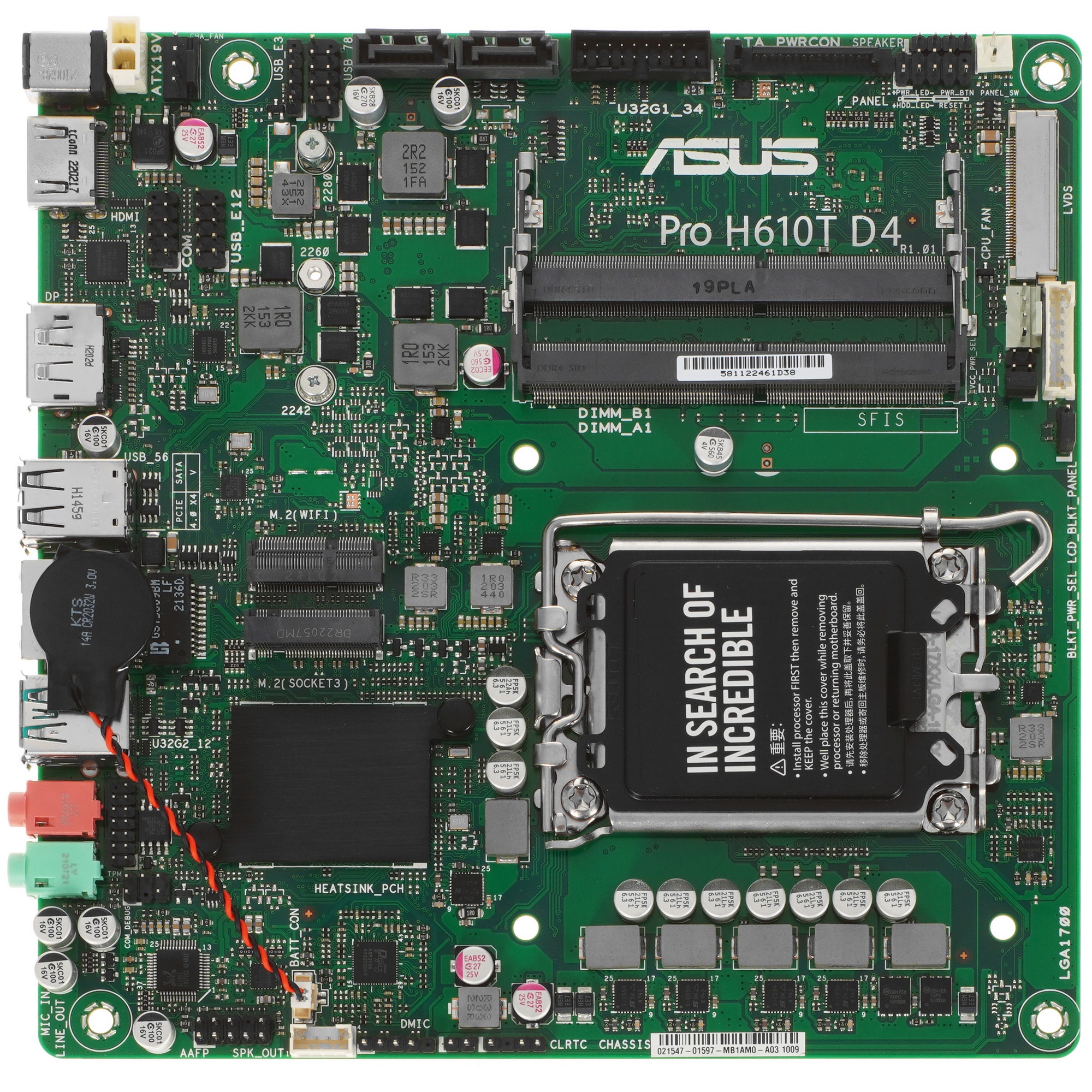 Материнская плата ASUS Pro H610T D4-CSM, LGA 1700, Intel H610, 2xSO-DIMM DDR4, 2xSATA, 1xM.2 (PCIe 4
