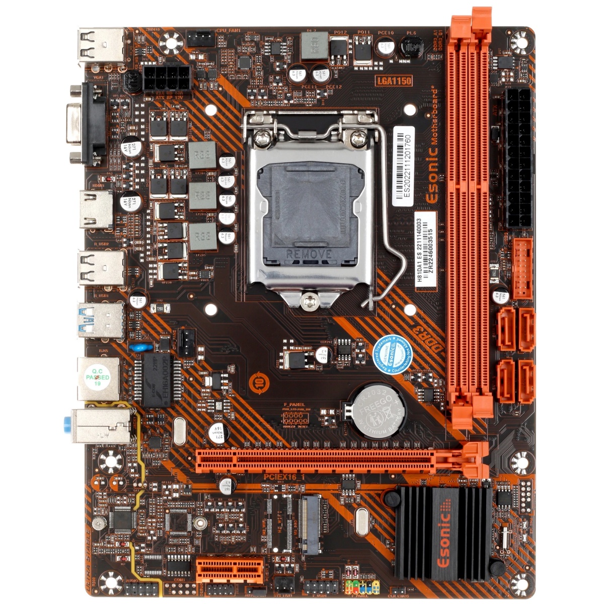 Материнская плата Esonic H81DA1, Socket 1150, Intel®H81, 2xDDR3-1333, D-SUB+HDMI, 1xPCI-Ex16, 1xPCI-