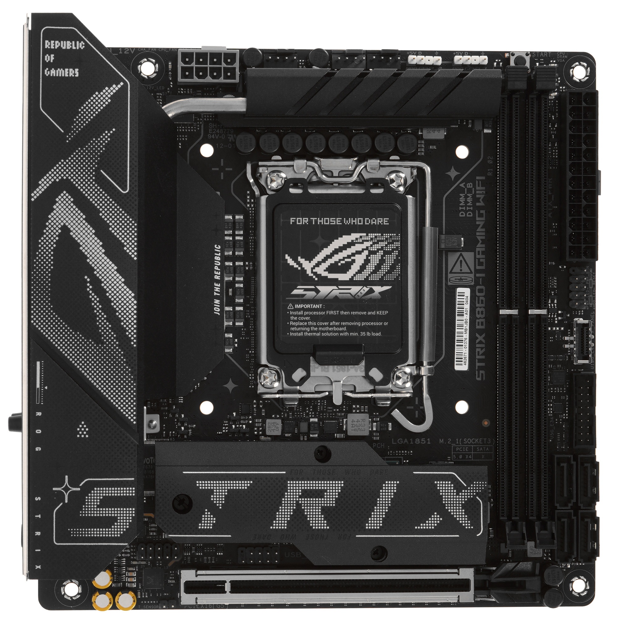 Материнская плата ASUS ROG STRIX B860-I GAMING WIFI, LGA1851, Intel B860, 2xDDR5, 4xSATA, 2xM.2, 1xP