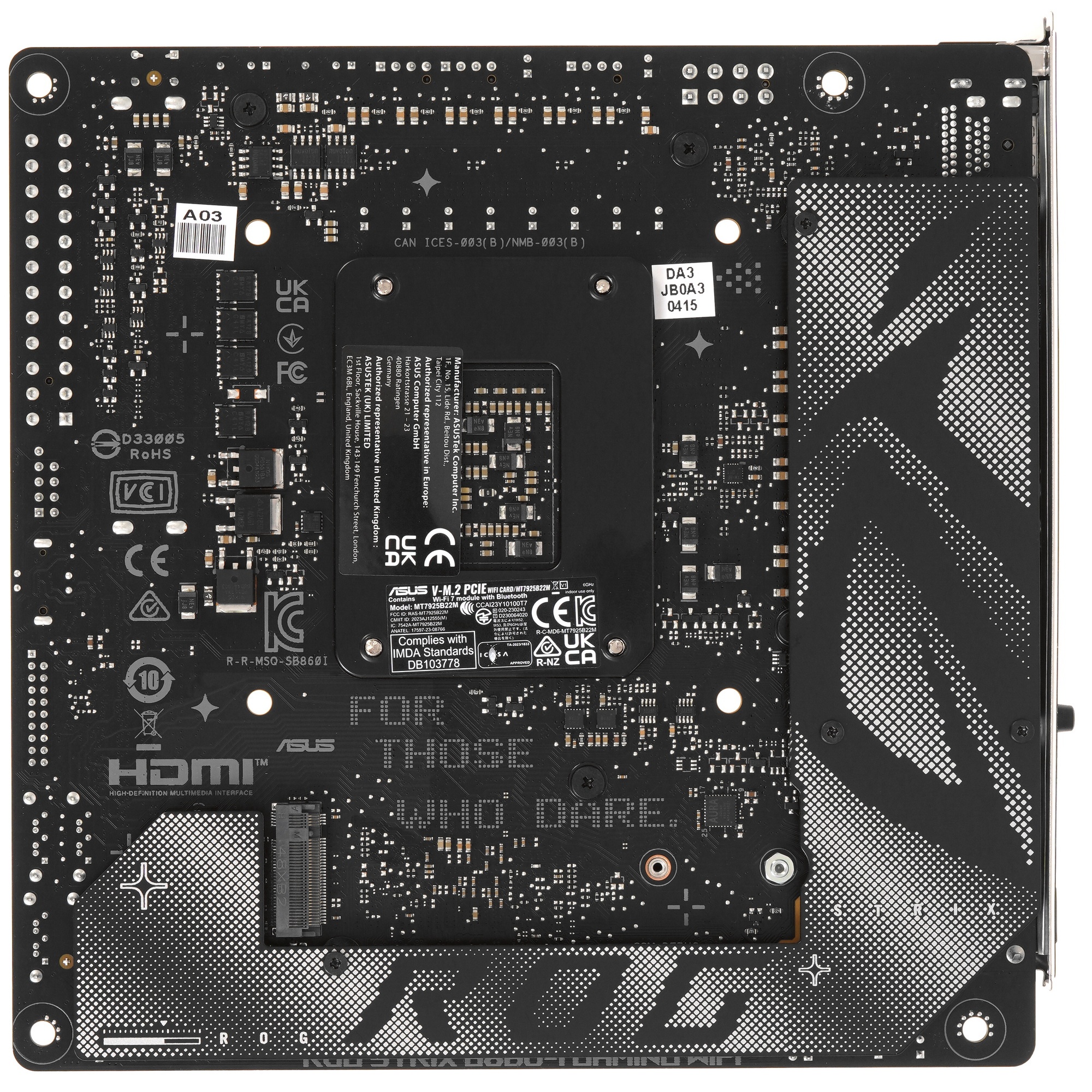 Материнская плата ASUS ROG STRIX B860-I GAMING WIFI, LGA1851, Intel B860, 2xDDR5, 4xSATA, 2xM.2, 1xP