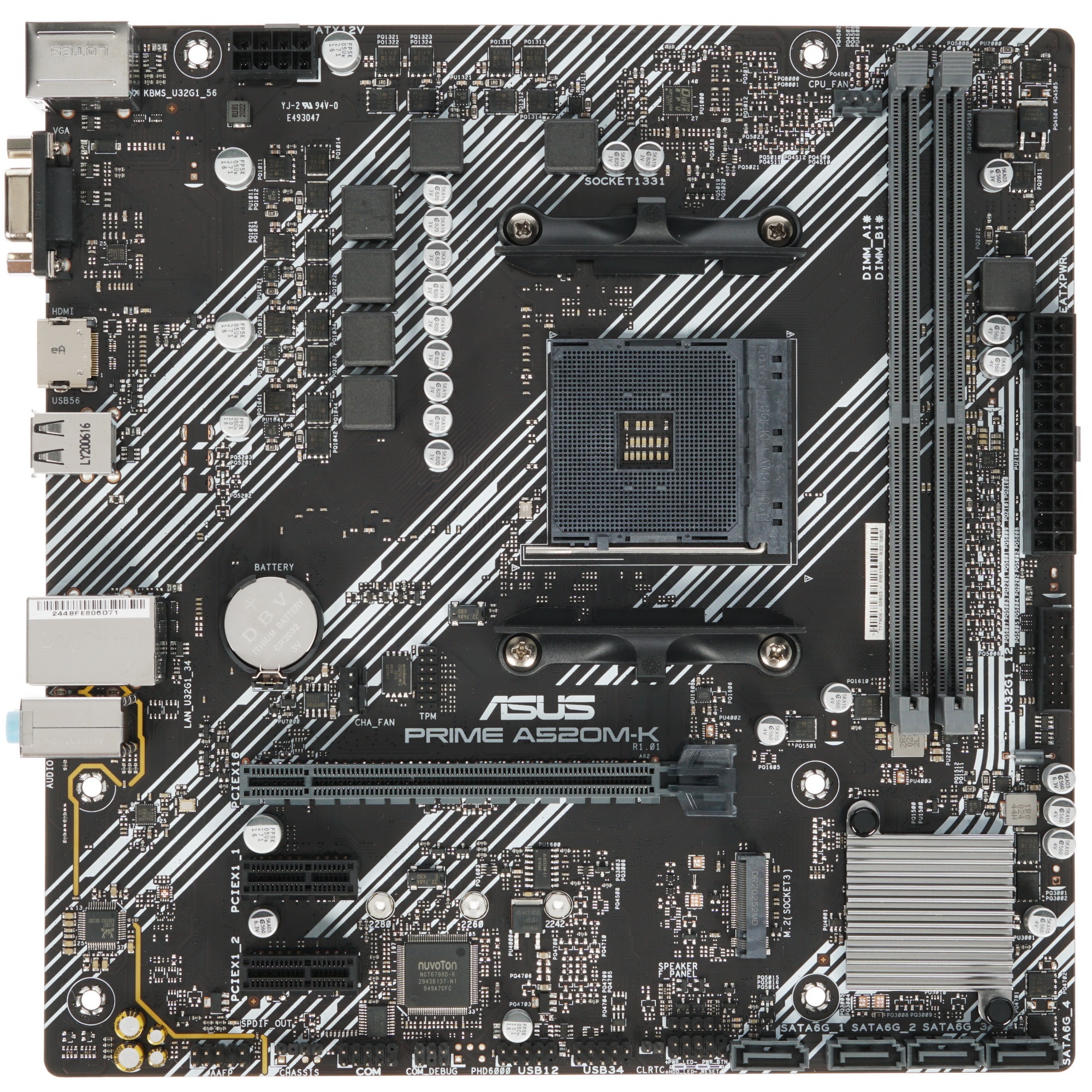 Материнская плата ASUS PRIME A520M-K, AM4, AMD A520, 2xDDR4, 4xSATA, 1xM.2, 1xPCIe 3.0 x16, 1xPCIe x