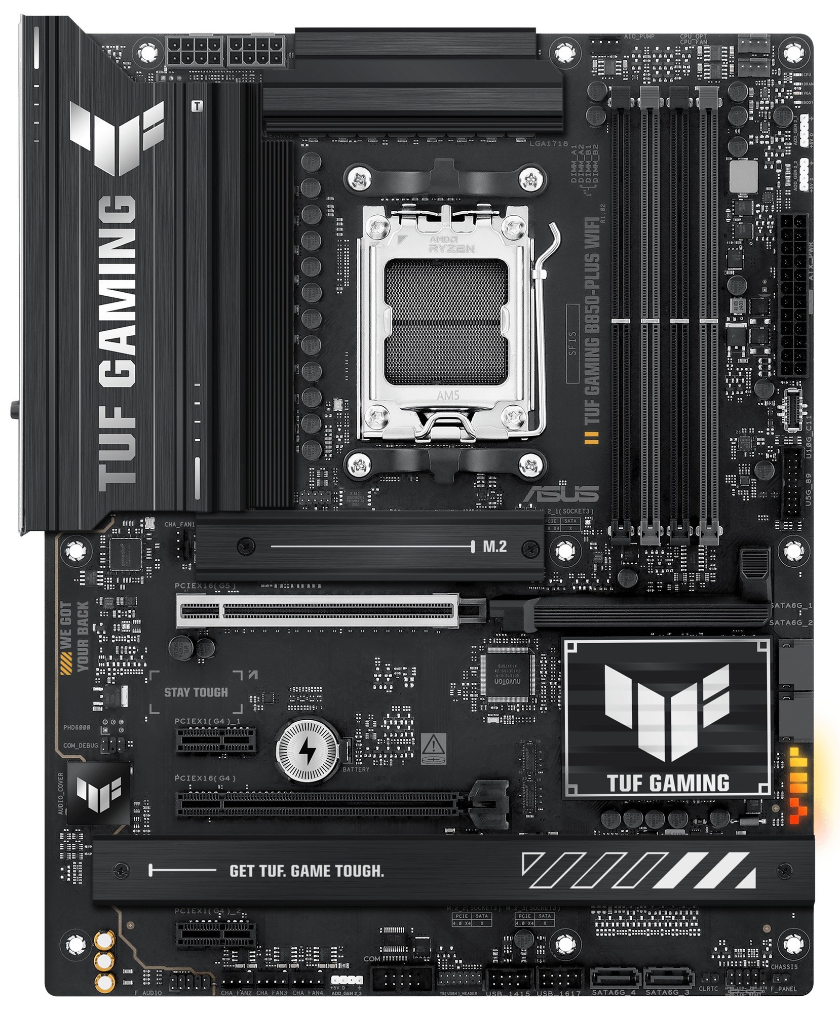Материнская плата ASUS TUF GAMING B850-PLUS WIFI, Socket AM5, AMD B850, 4xDDR5, 4xSATA, 3xM.2, 1xPCI