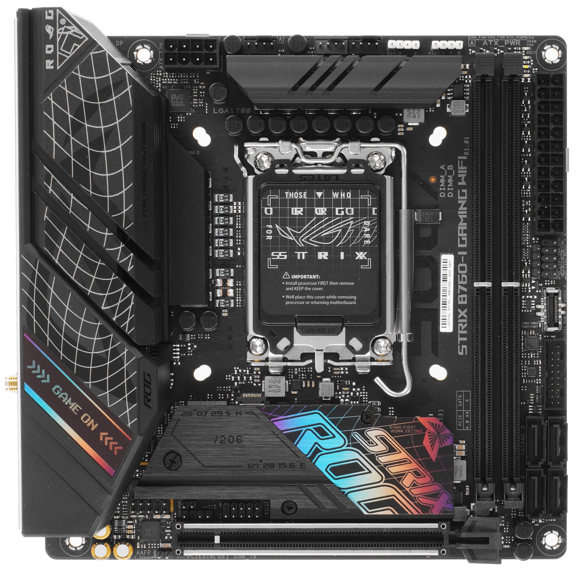 Материнская плата ASUS ROG STRIX B760-I GAMING WIFI, LGA 1700, Intel B760, 2xDDR5, 4xSATA, 2xM.2, 1x