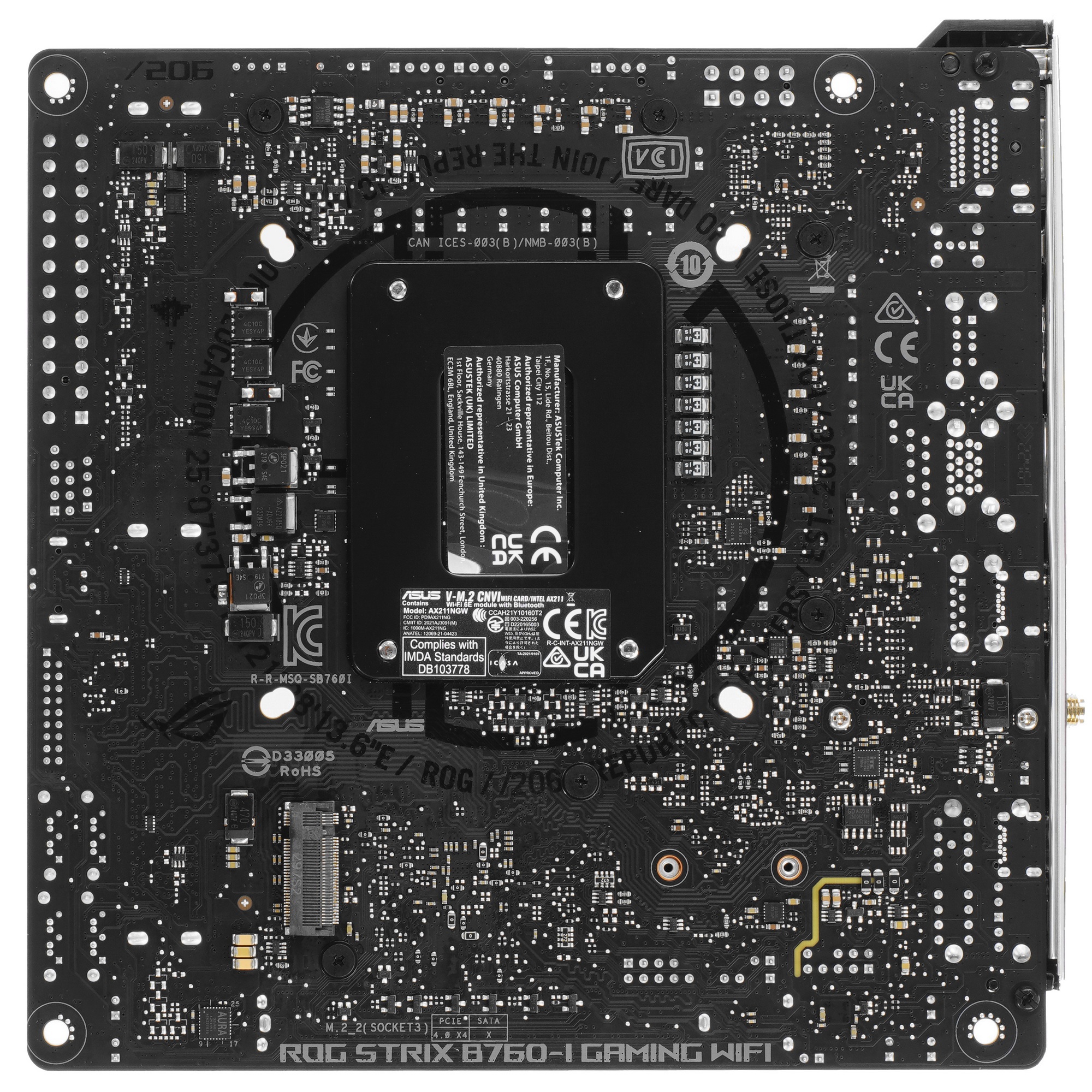 Материнская плата ASUS ROG STRIX B760-I GAMING WIFI, LGA 1700, Intel B760, 2xDDR5, 4xSATA, 2xM.2, 1x