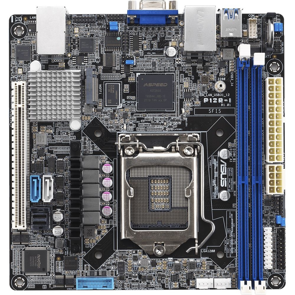 Серверная материнская плата ASUS P12R-I, LGA 1200, Intel C252, 2xDDR4, 6xSATA, 1xM.2, 1xPCI-E 4.0 x1