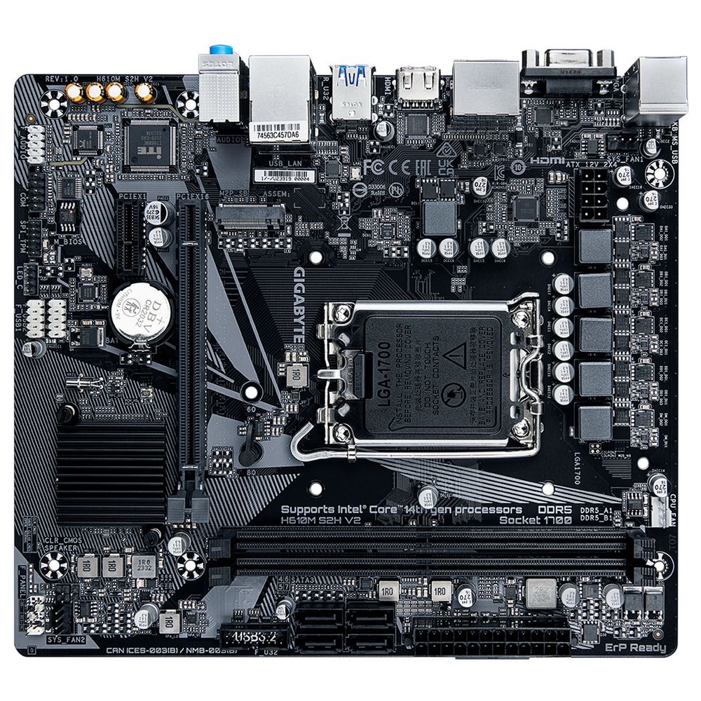 Материнская плата Gigabyte H610M S2H V2 DDR4, LGA 1700, Intel H610, 2xDDR4, 4xSATA, 1xM.2, 1xPCI-E 4