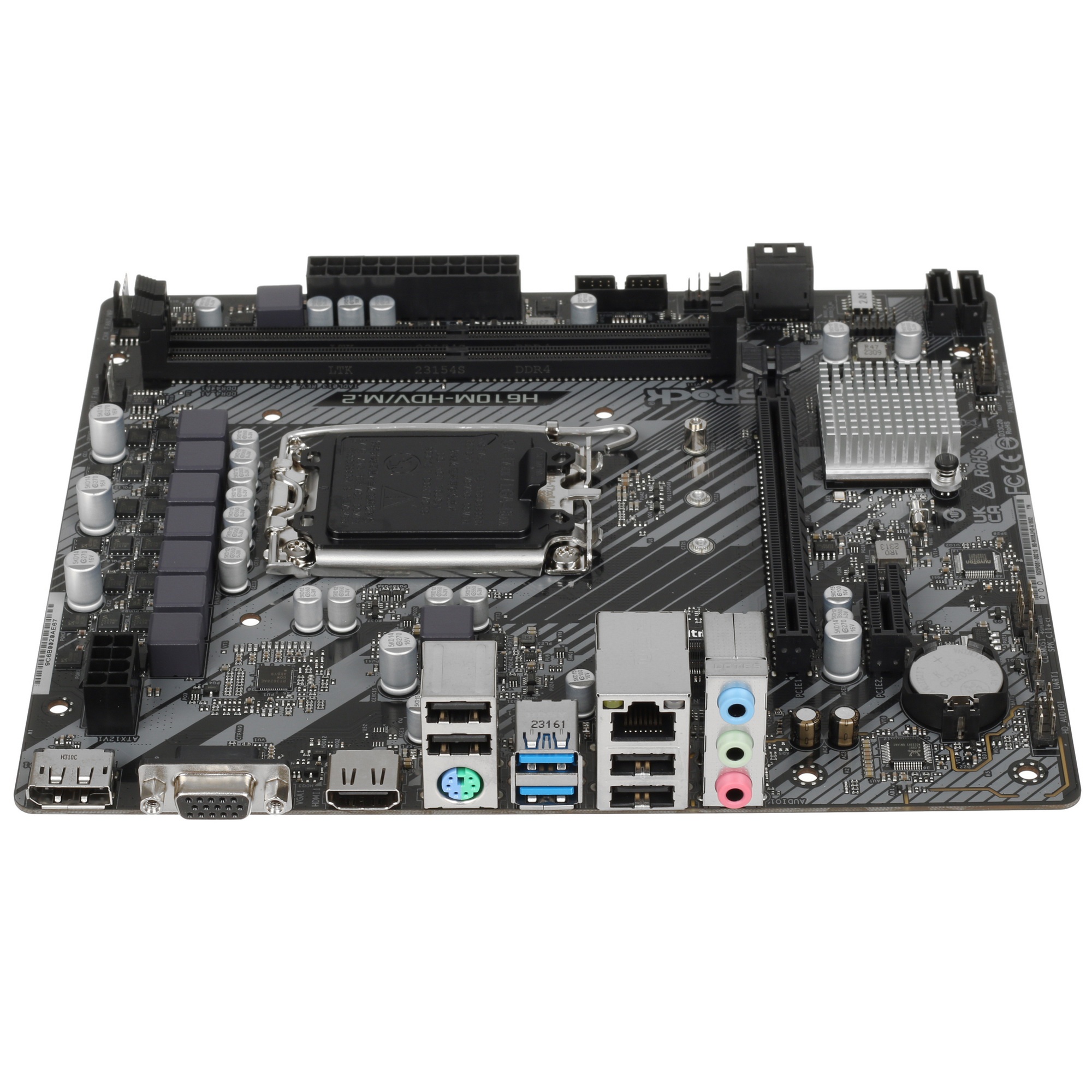 Материнская плата ASRock H610M-HDV/M.2 R2.0, LGA 1700, Intel H610, 2xDDR4, 4xSATA, 1xM.2, 1xPCIe 4.0