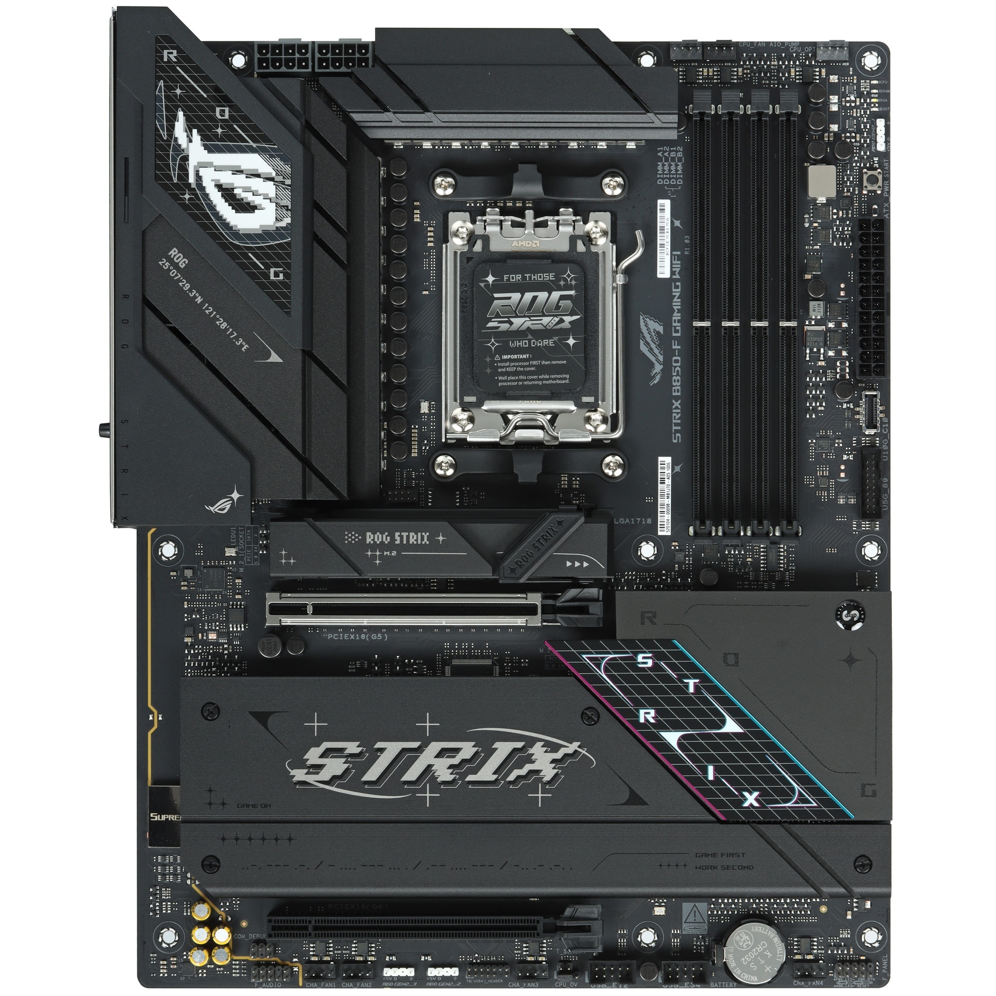 Материнская плата ASUS ROG STRIX B850-F GAMING WIFI, AM5, AMD B850, 4xDDR5, 2xSATA, 4xM.2, 1xPCIe 5.