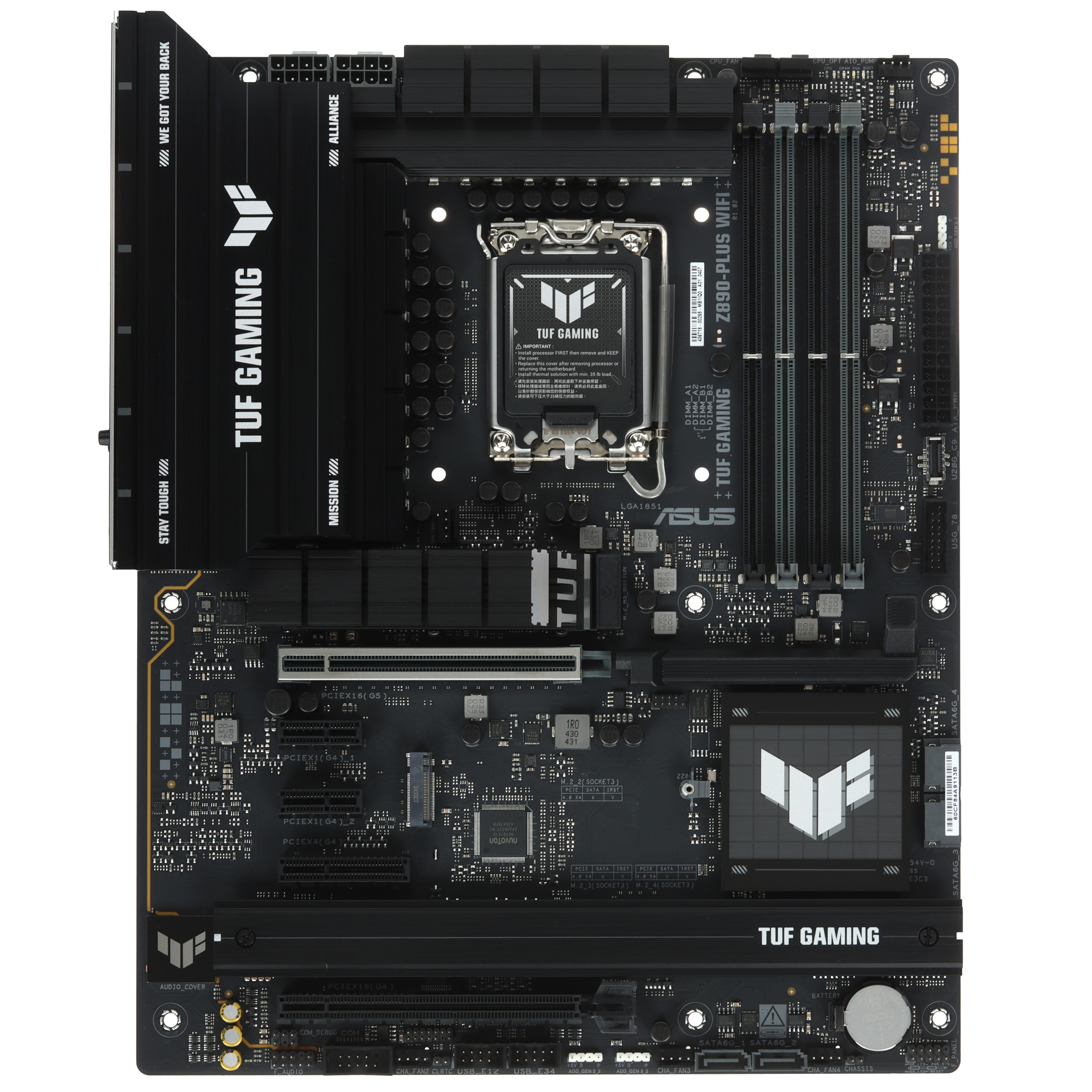 Материнская плата ASUS TUF GAMING Z890-PLUS WIFI, LGA 1851, Intel Z890, 4xDDR5, 4xSATA, 4xM.2, 1xPCI