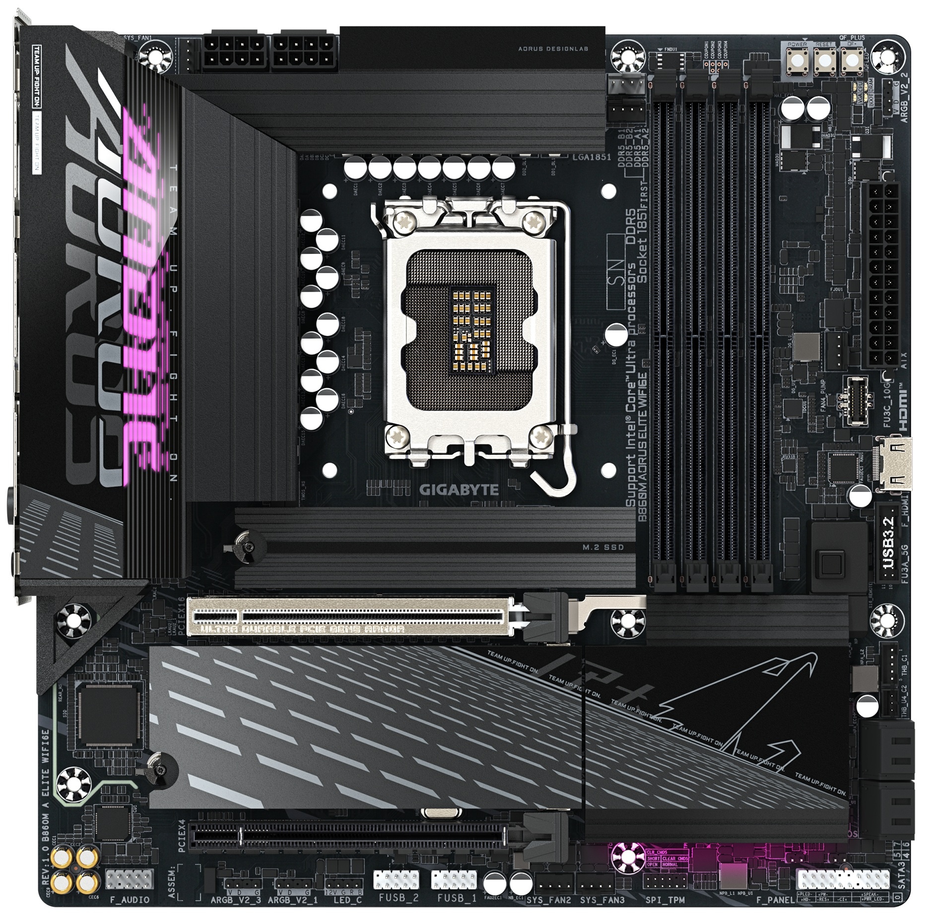 Материнская плата Gigabyte B860M AORUS ELITE WIFI6E, LGA 1851, Intel B860, 4xDDR5, 4xSATA, 3xM.2, 1x