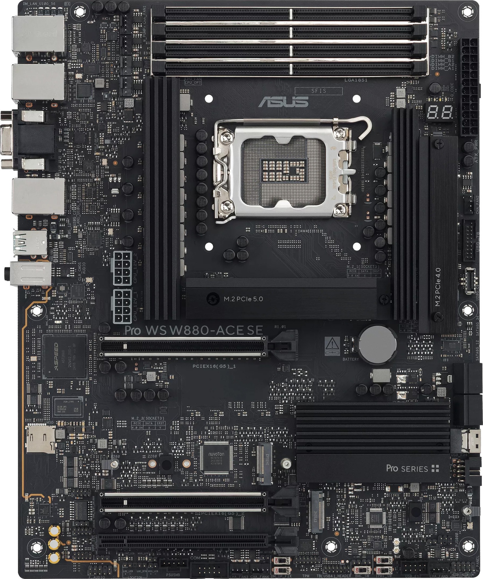 Материнская плата ASUS PRO WS W880-ACE SE LGA 1851 ATX 4xDDR5 3xPCIEx16 4xM.2 Thunderbolt USB-C HDMI