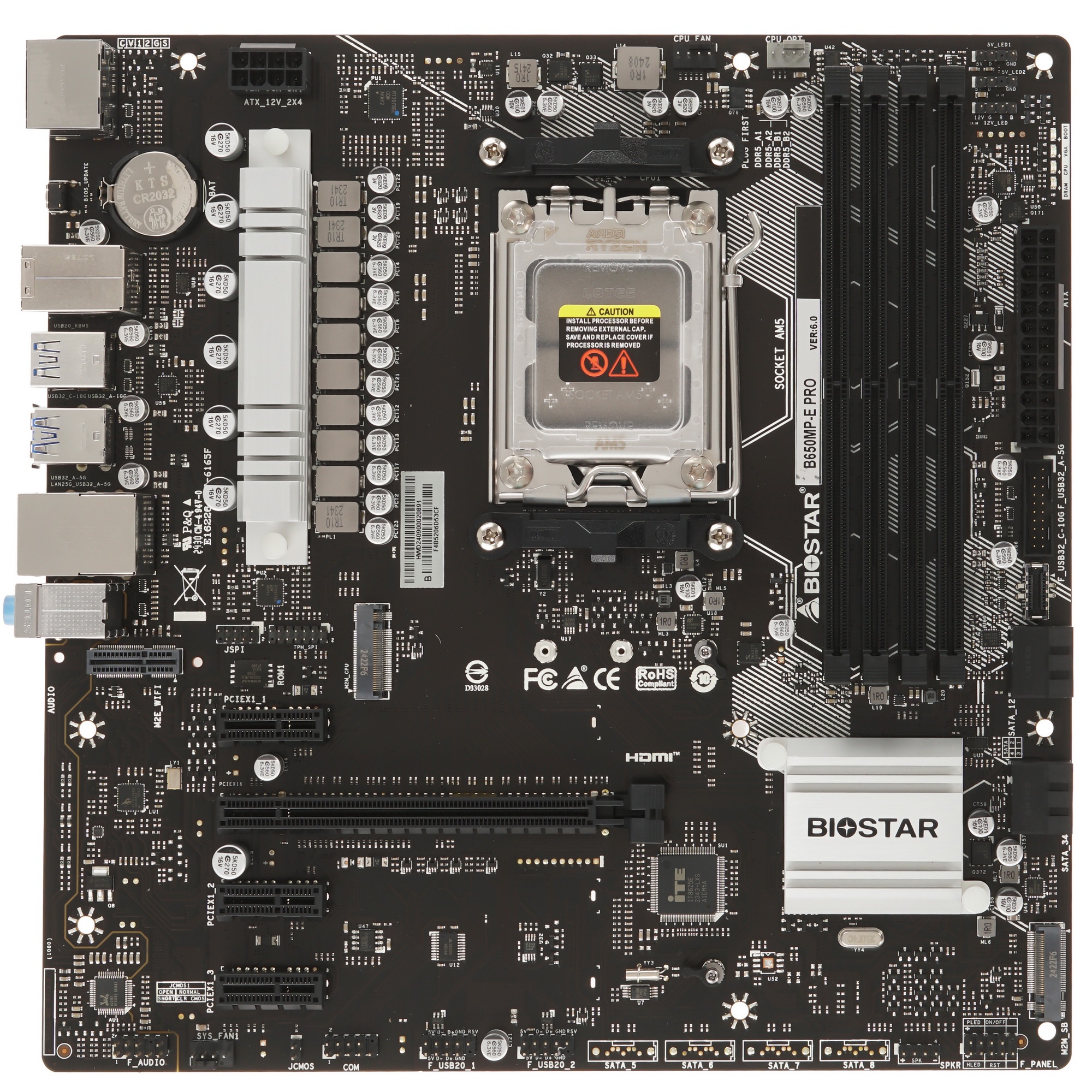 Материнская плата Biostar B650MP-E PRO, AM5, AMD B650, 4xDDR5, 4xSATA, 2xM.2, 1xPCI-E 4.0 x16, 3xPCI