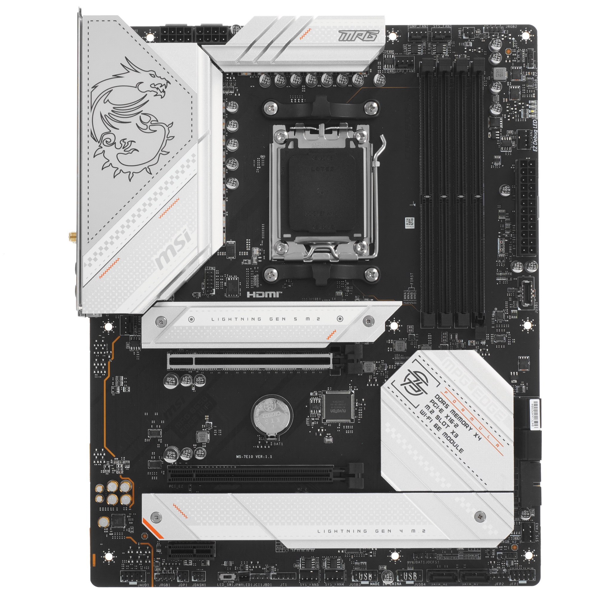 Материнская плата MSI MPG B650 EDGE WIFI, AM5, AMD B650, 4xDDR5, 6xSATA, 3xM.2, 1xPCI-E 5.0 x4, 1xPC