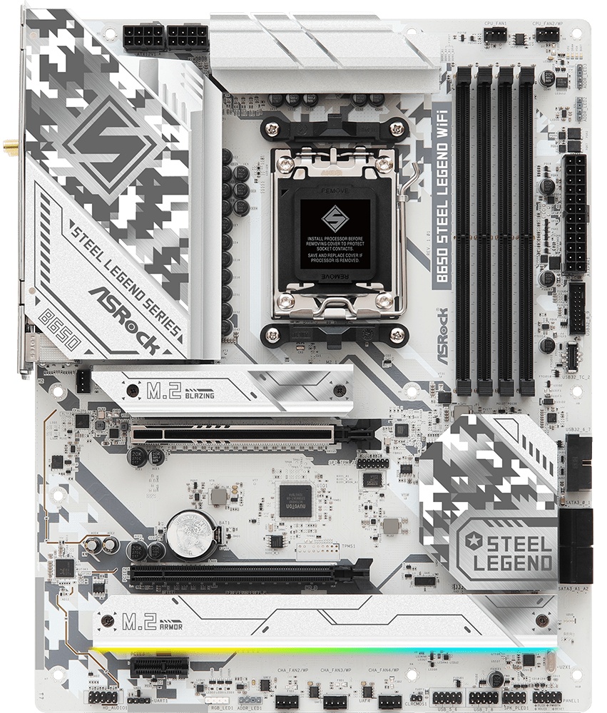 Материнская плата ASRock B650 STEEL LEGEND WIFI, AM5, B650, 4*DDR5, HDMI+DP, 2xSATA3 6.0, M.2 Socket