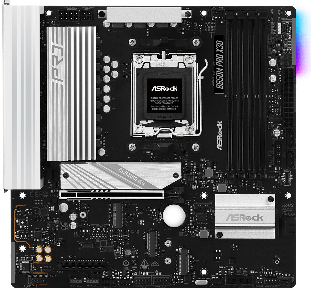 Материнская плата Asrock B650M PRO X3D Socket AM5 AMD B650 4xDDR5 mATX AC`97 8ch(7.1) 2.5Gg RAID+HDM