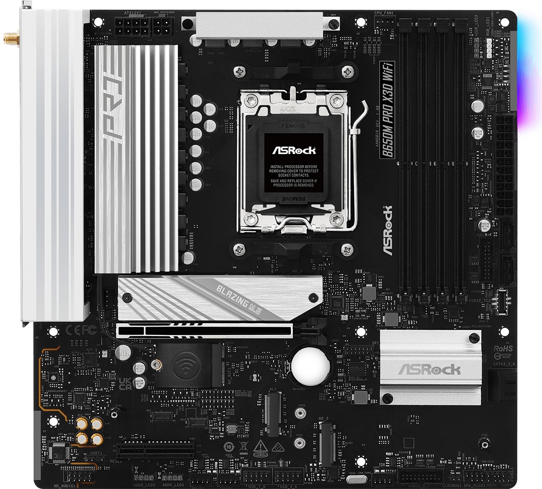 Материнская плата Asrock B650M PRO X3D WIFI Socket AM5 AMD B650 4xDDR5 mATX AC`97 8ch(7.1) 2.5Gg RAI
