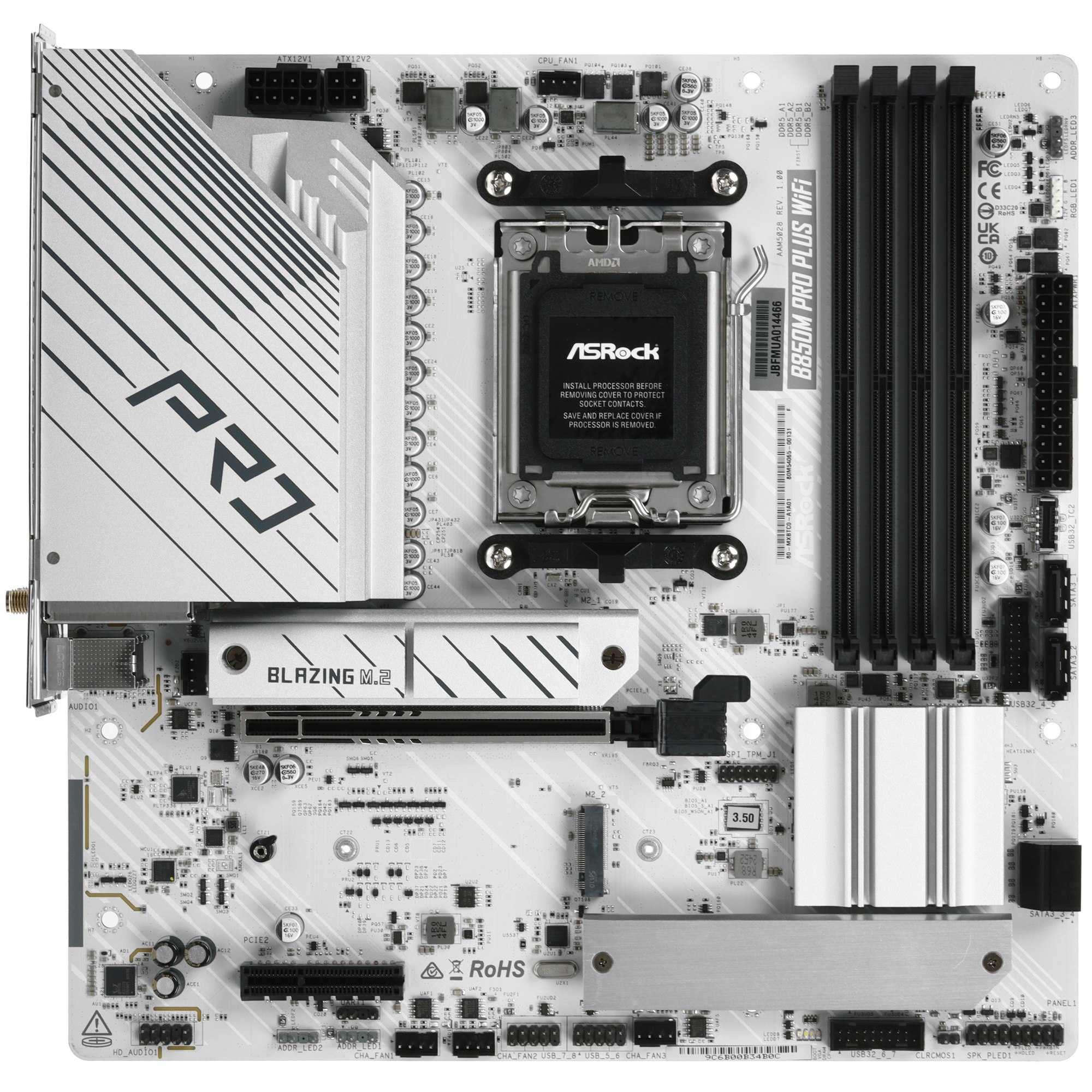 Материнская плата Asrock B850M Pro Plus WiFi Socket AM5 AMD B850 4xDDR5 mATX AC`97 8ch(7.1) 2.5Gg RA