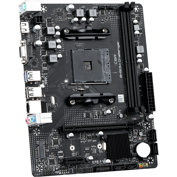 Материнская плата CBR B450M Challenger, AM4, AMD B450, 2xDDR4, 4xSATA, 1xM.2, 1xPCIe 3.0 x16, 1xPCIe