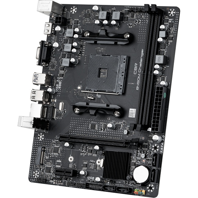 Материнская плата CBR B450M Challenger, AM4, AMD B450, 2xDDR4, 4xSATA, 1xM.2, 1xPCIe 3.0 x16, 1xPCIe