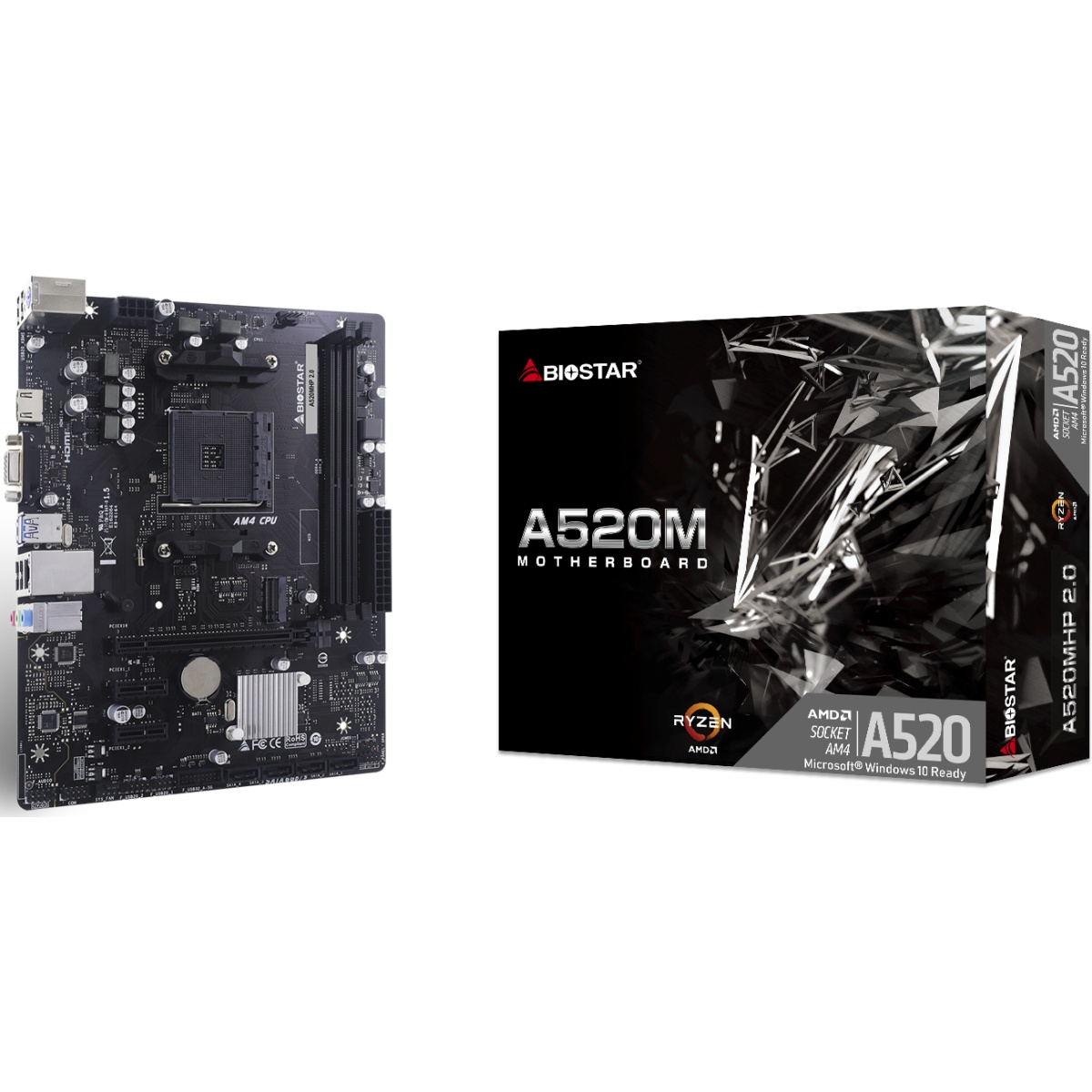 Материнская плата Biostar A520MHP 2.0 Soc-AM4 AMD A520 2xDDR4 mATX AC`97 8ch(7.1) GbLAN RAID+VGA+HDM