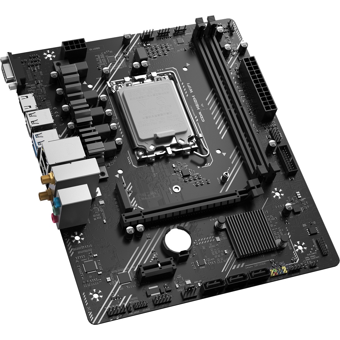 Материнская плата CBR H610M WiFi { Chipset H610, Socket 1700, 2*DDR5, mATX, DP+HDMI, 1*PCIEx16,1*PCI